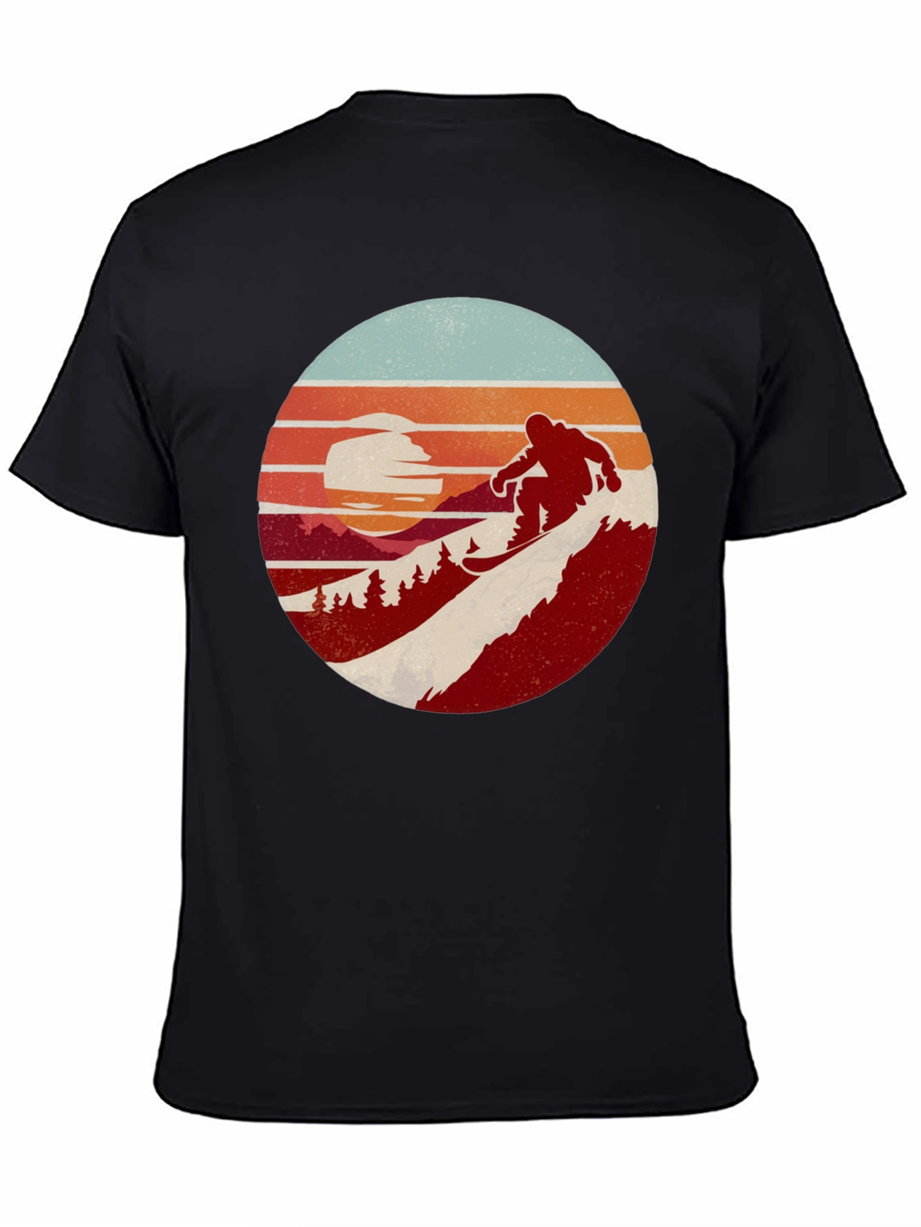Retro Snowboarder Sunset Graphic Tee