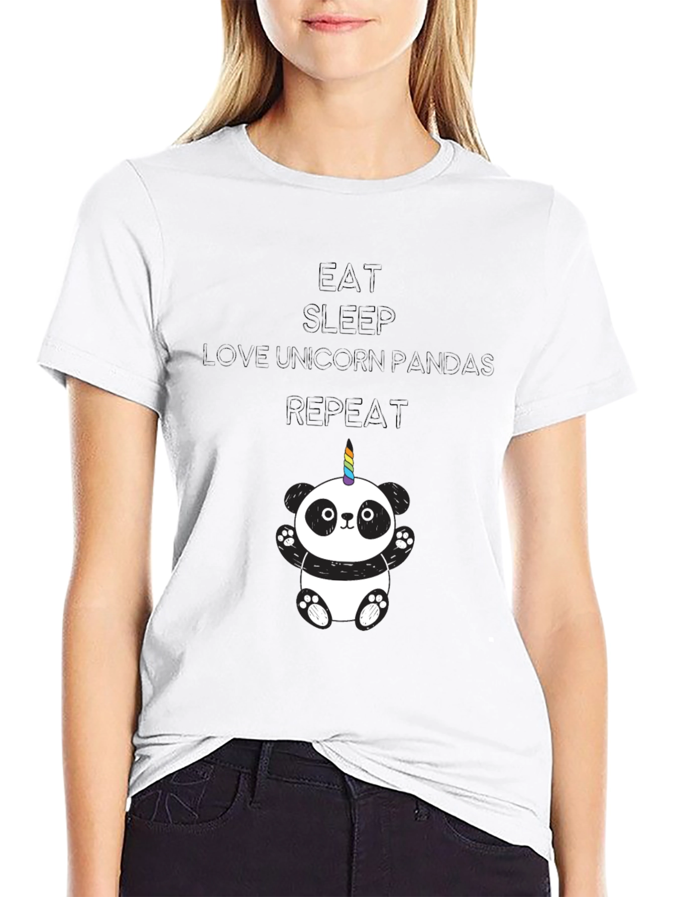 Unicorn Panda Black T-Shirt
