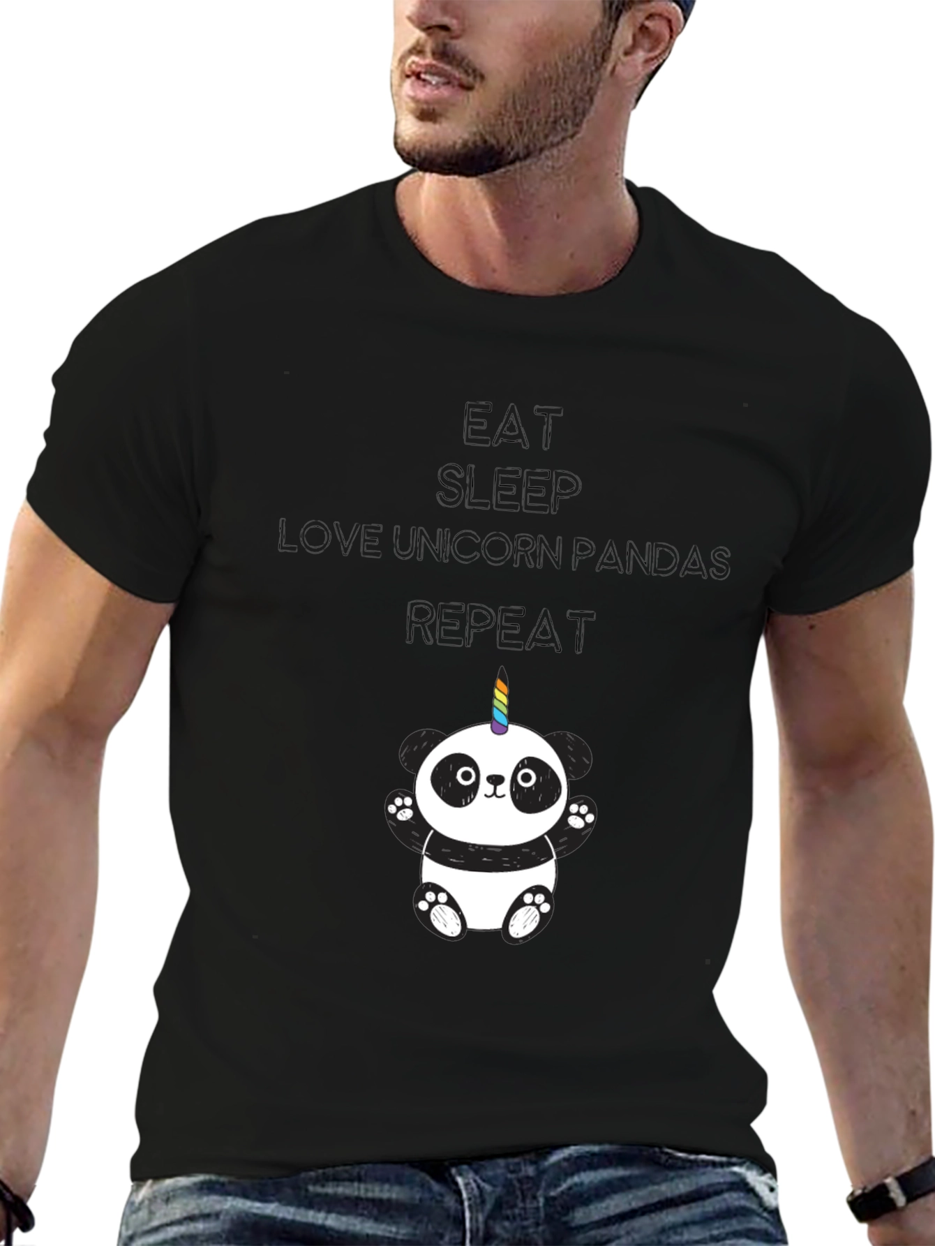 Unicorn Panda Black T-Shirt