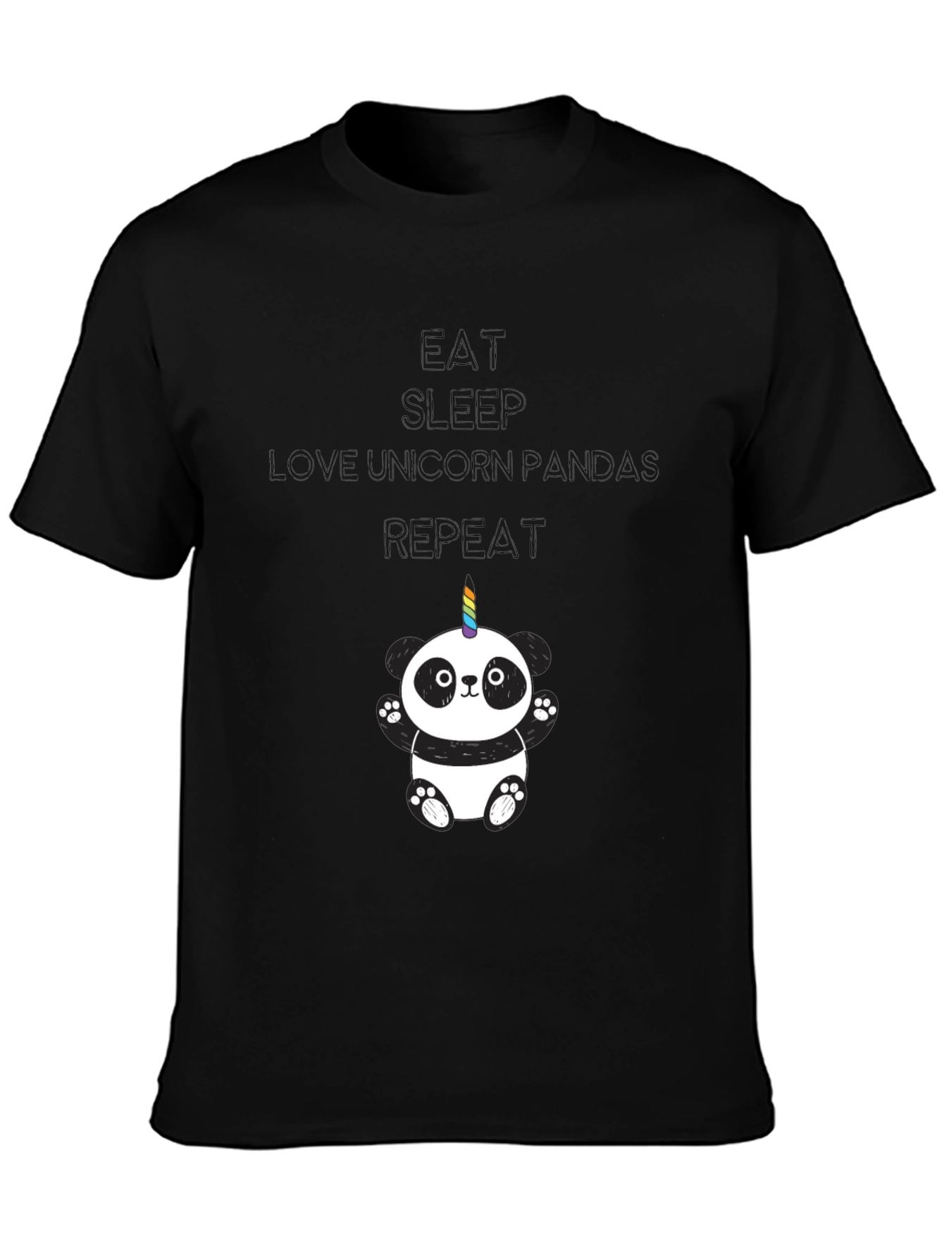 Unicorn Panda Black T-Shirt