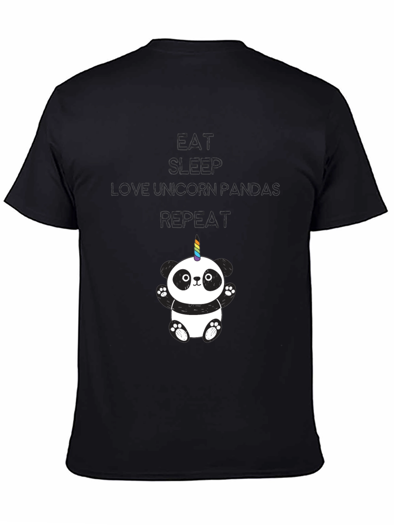 Unicorn Panda Black T-Shirt