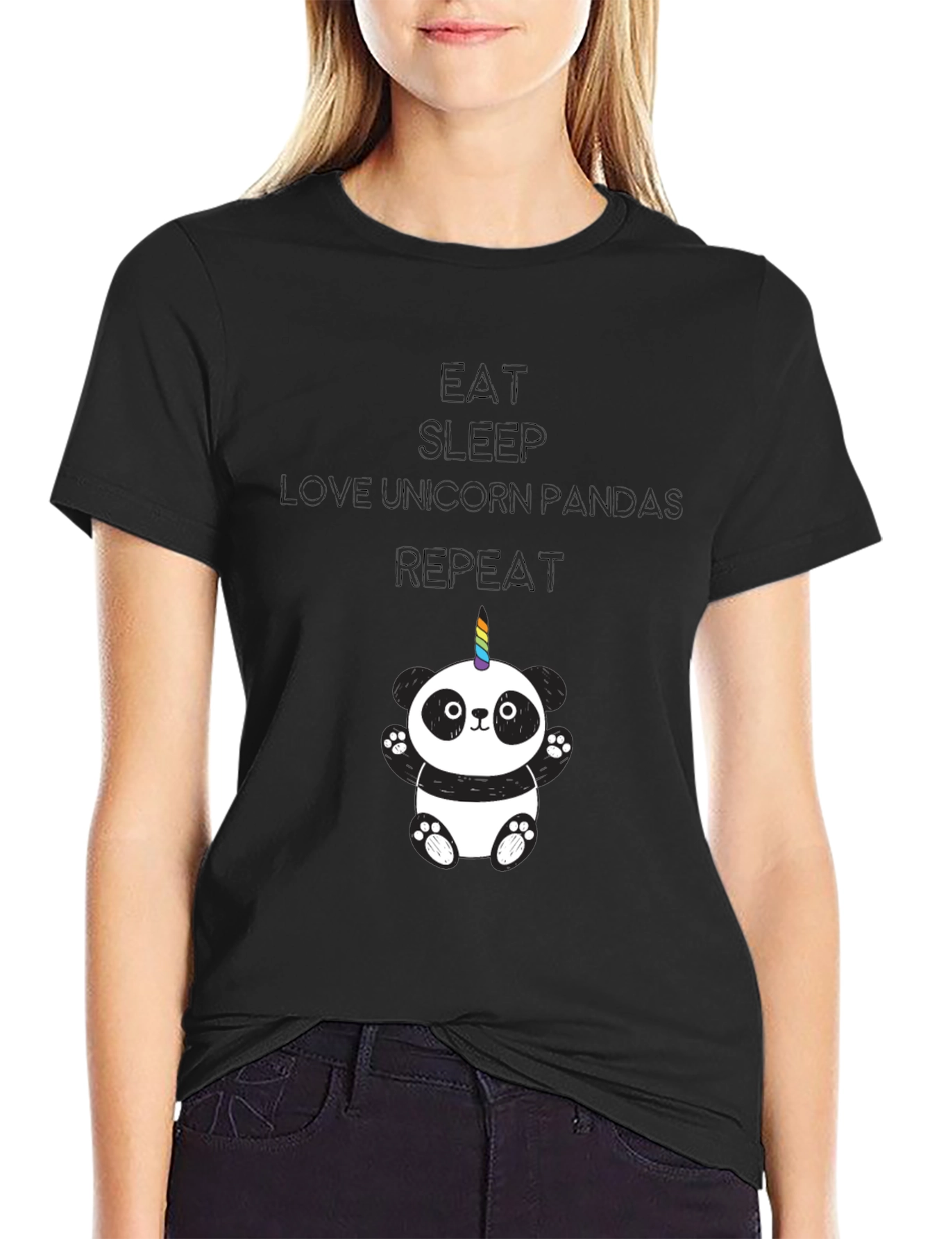 Unicorn Panda Black T-Shirt