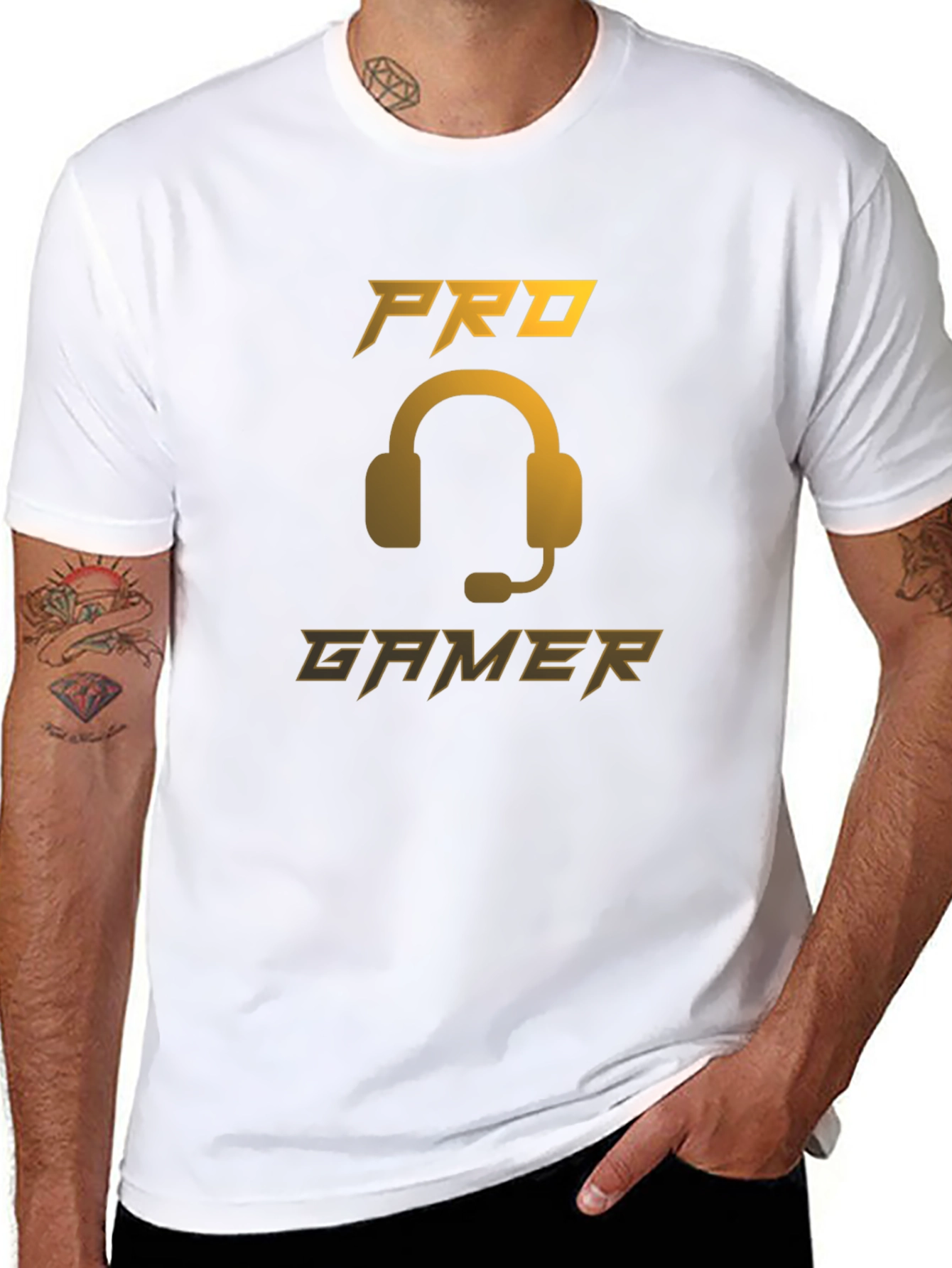 Pro Gamer Black T-Shirt - Gaming Headset Design