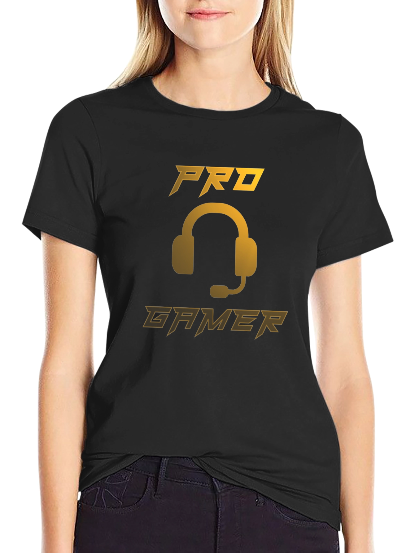 Pro Gamer Black T-Shirt - Gaming Headset Design