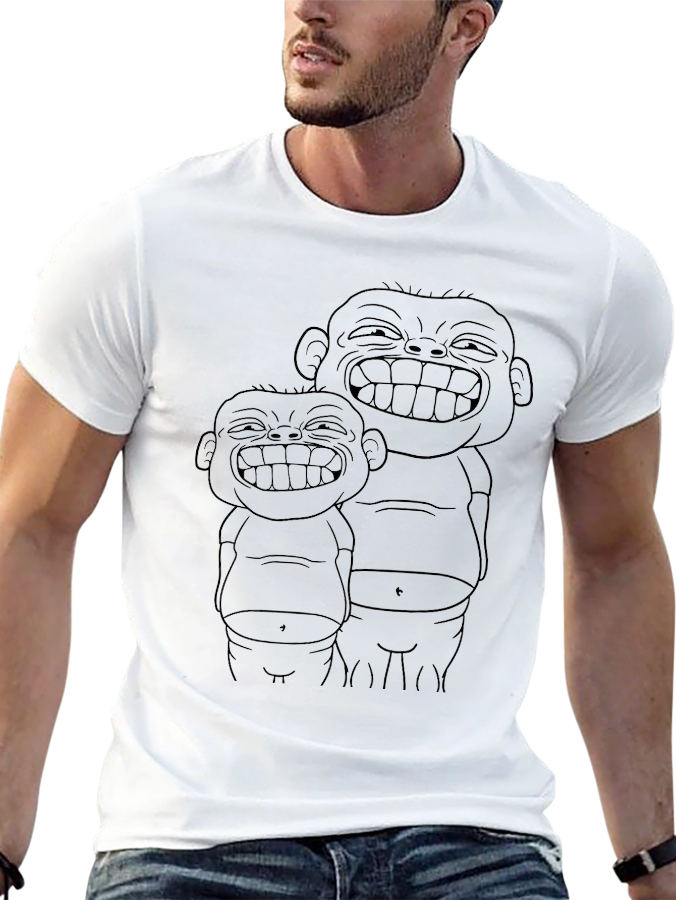 Cartoon Laughing Buddies Tee - Black