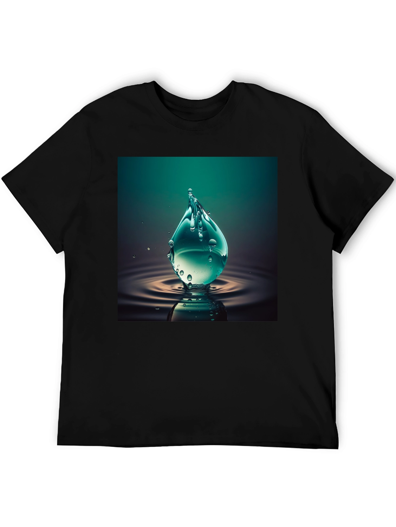 Water Drop Graphic Tee - Cool Black T-Shirt