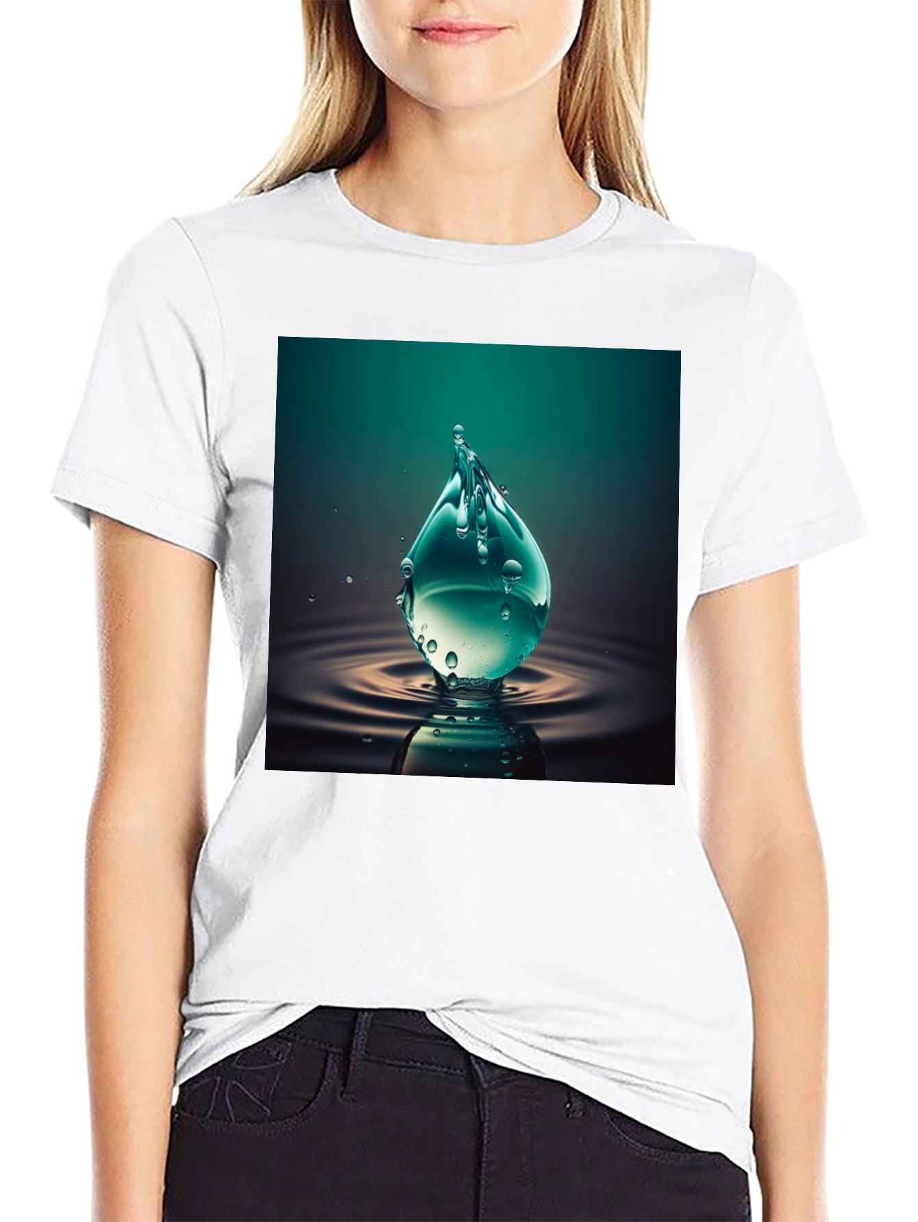 Water Drop Graphic Tee - Cool Black T-Shirt