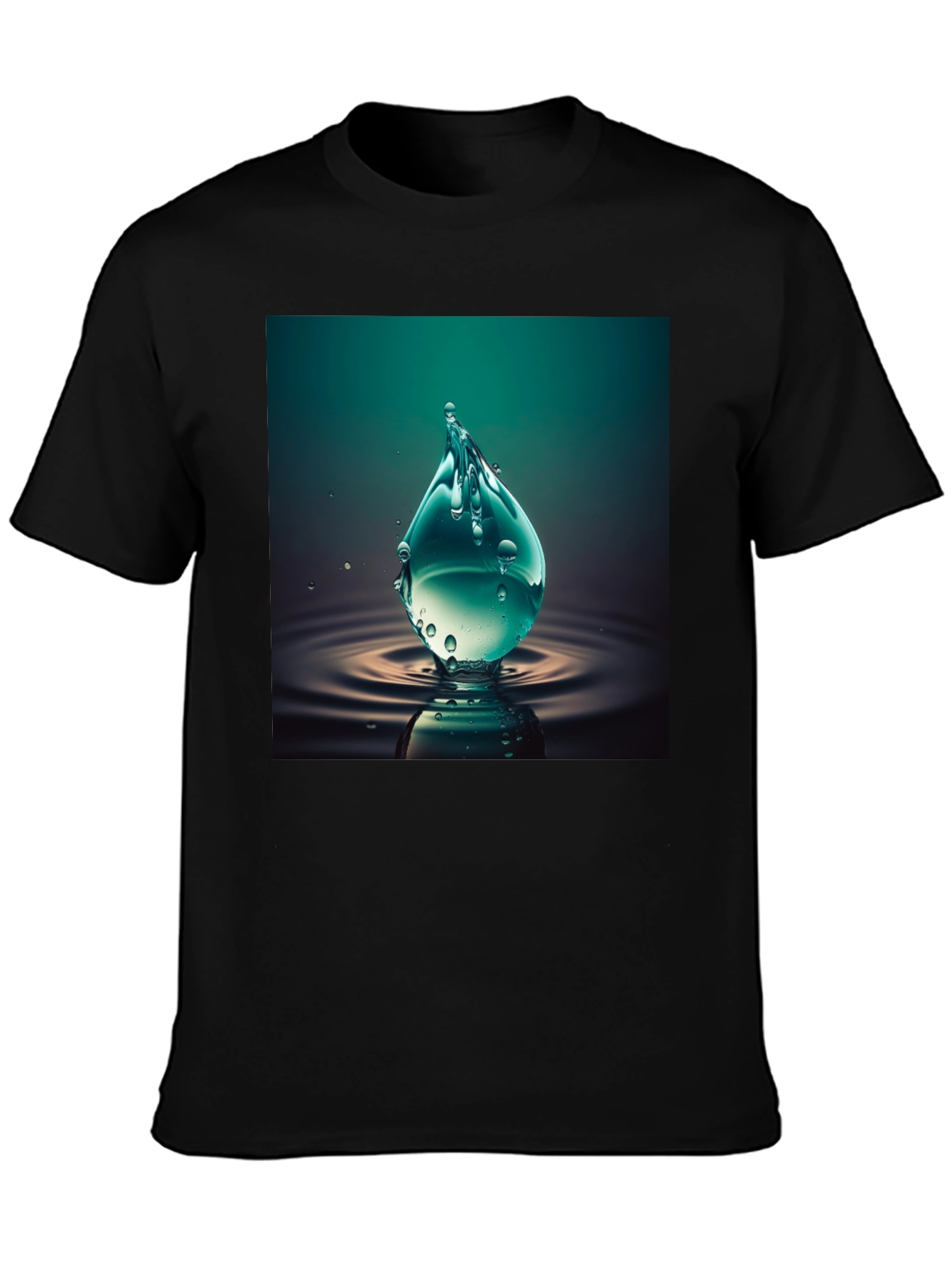 Water Drop Graphic Tee - Cool Black T-Shirt