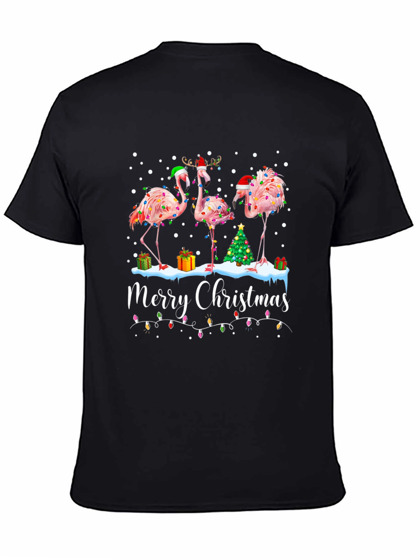 Festive Flamingo Christmas Graphic Tee