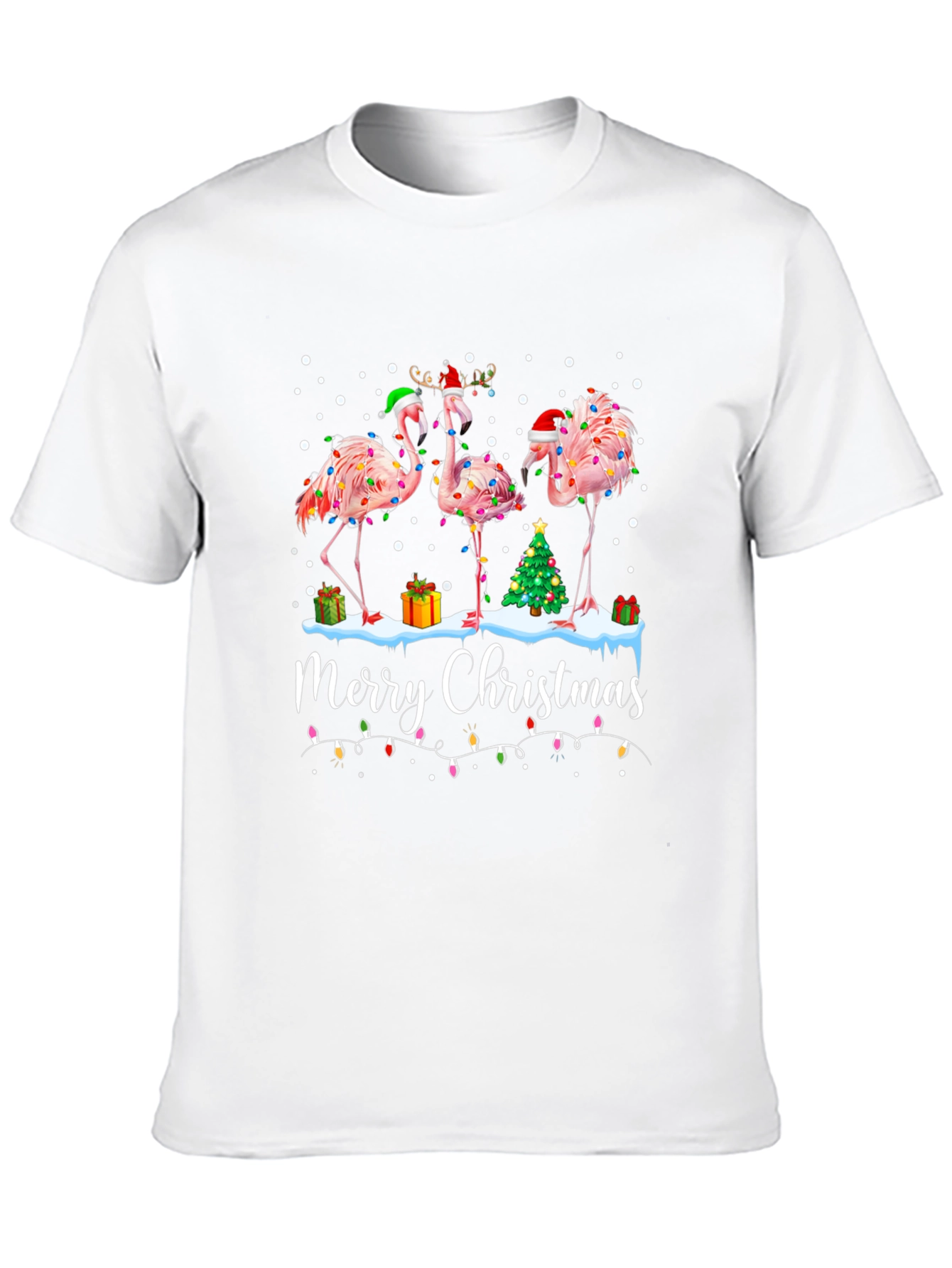 Festive Flamingo Christmas Graphic Tee