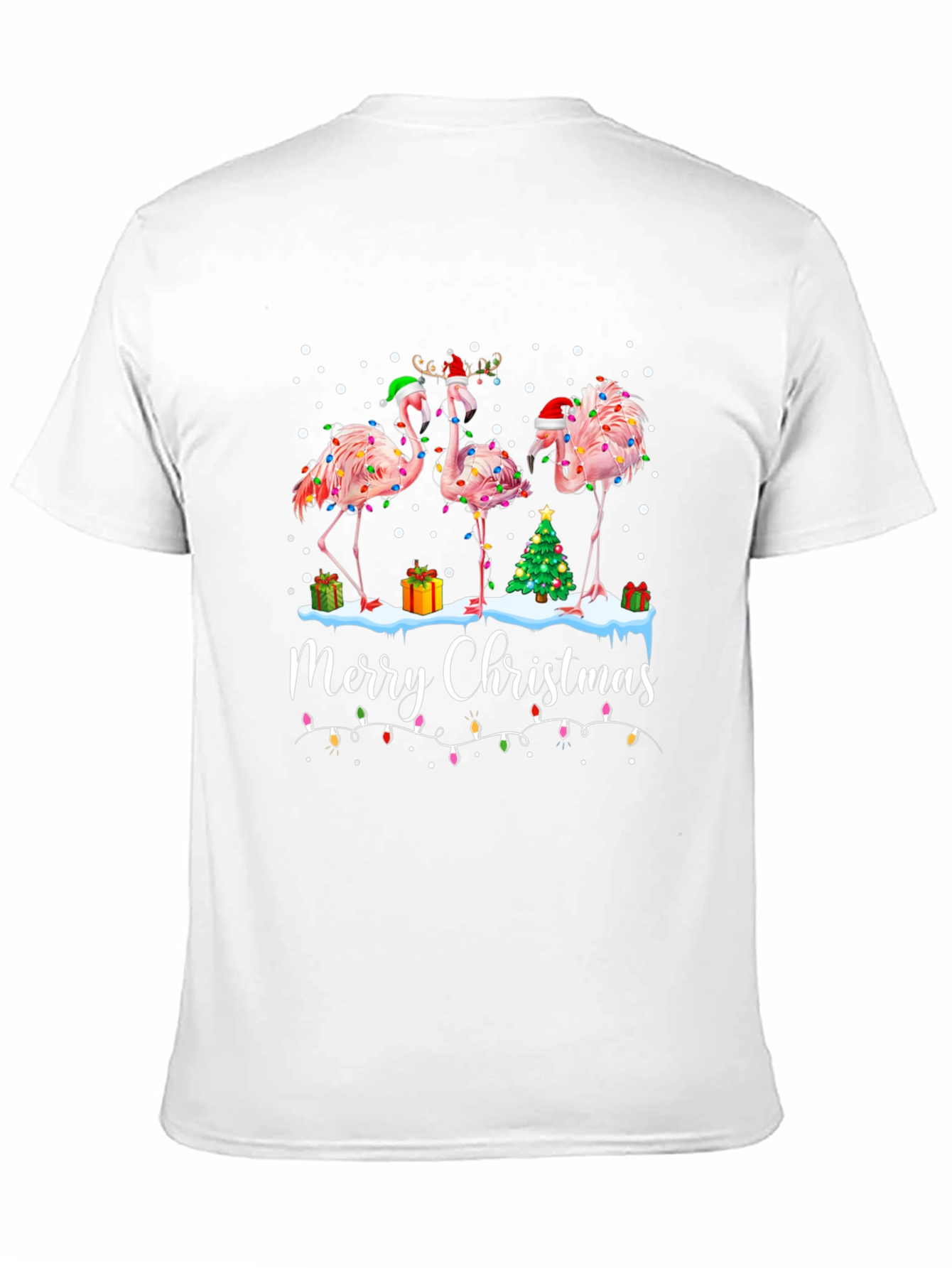 Festive Flamingo Christmas Graphic Tee