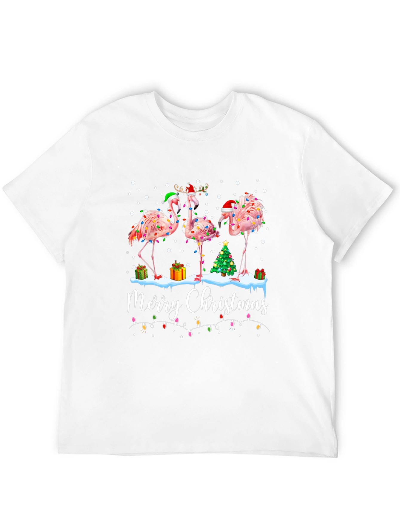Festive Flamingo Christmas Graphic Tee