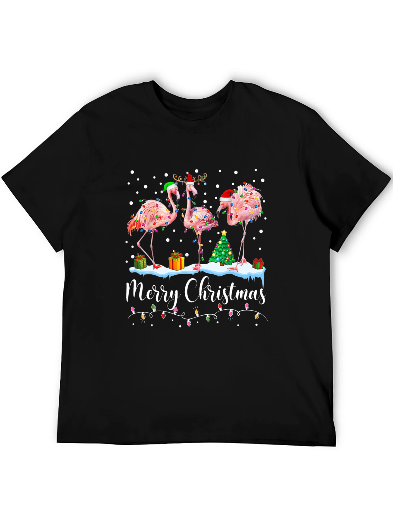 Festive Flamingo Christmas Graphic Tee