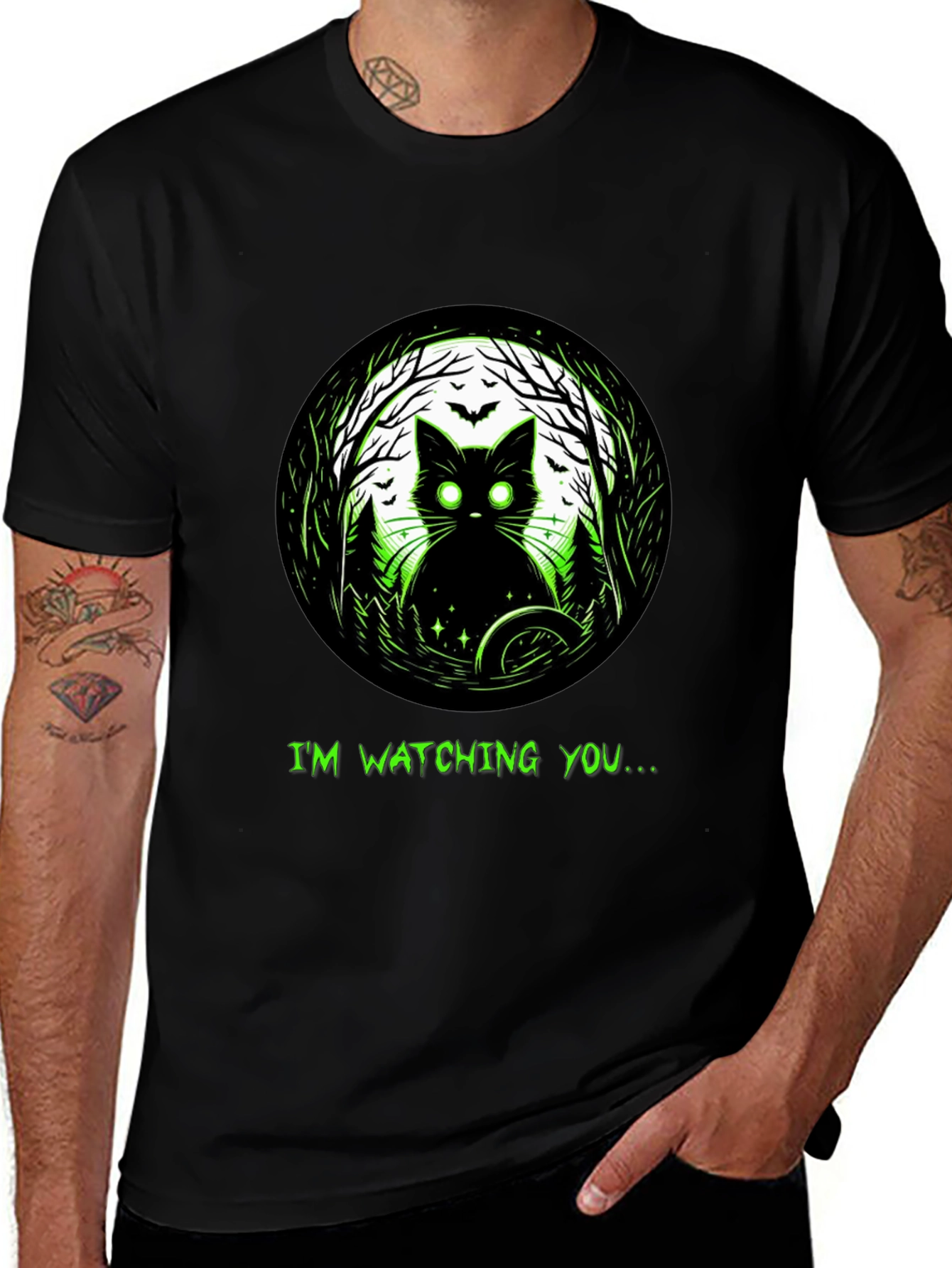 Im Watching You Black Cat T-Shirt