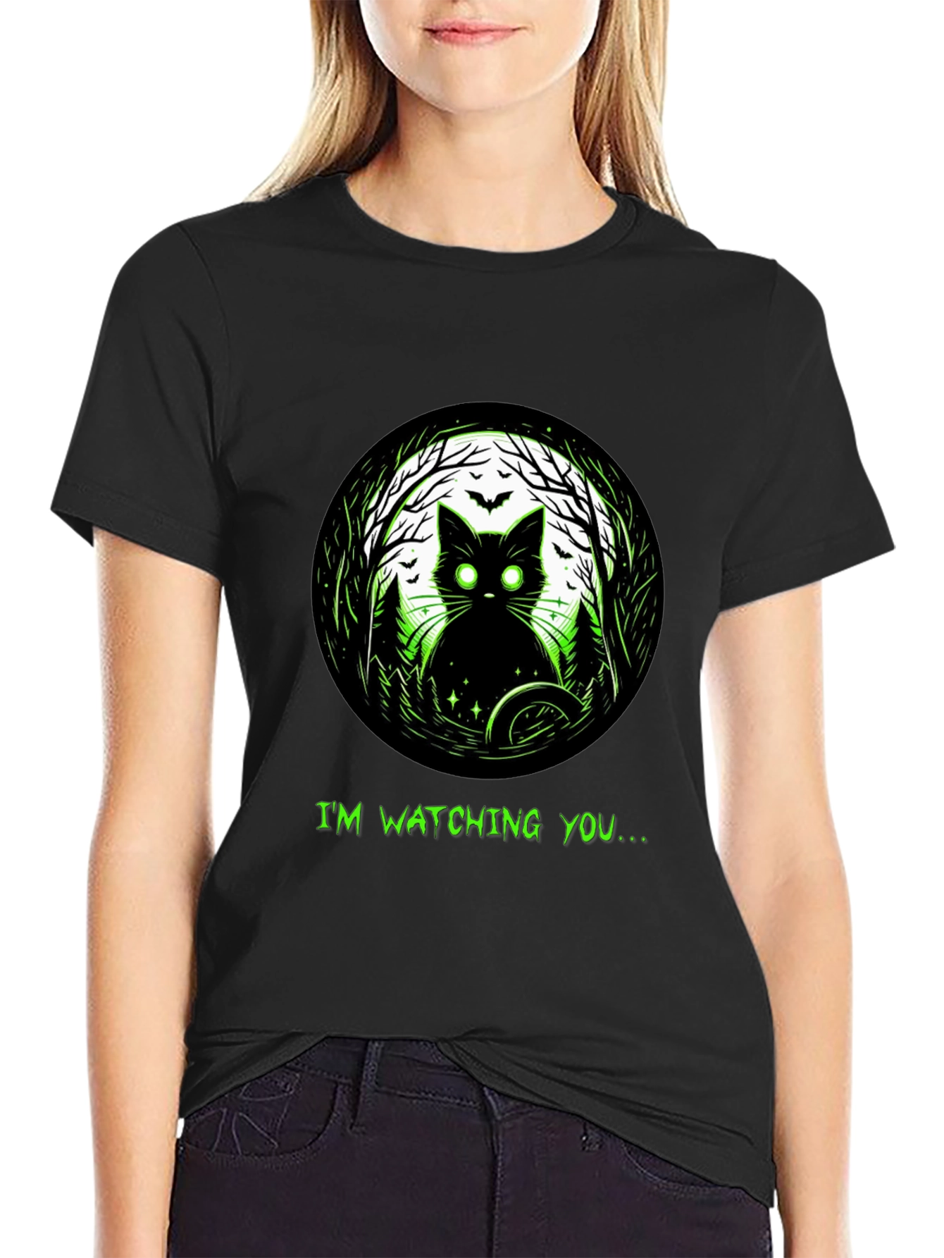 Im Watching You Black Cat T-Shirt