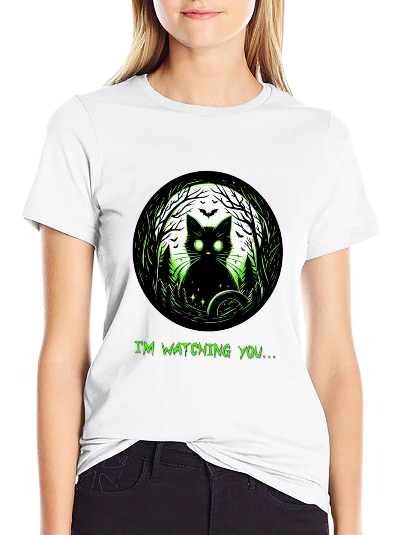 Im Watching You Black Cat T-Shirt
