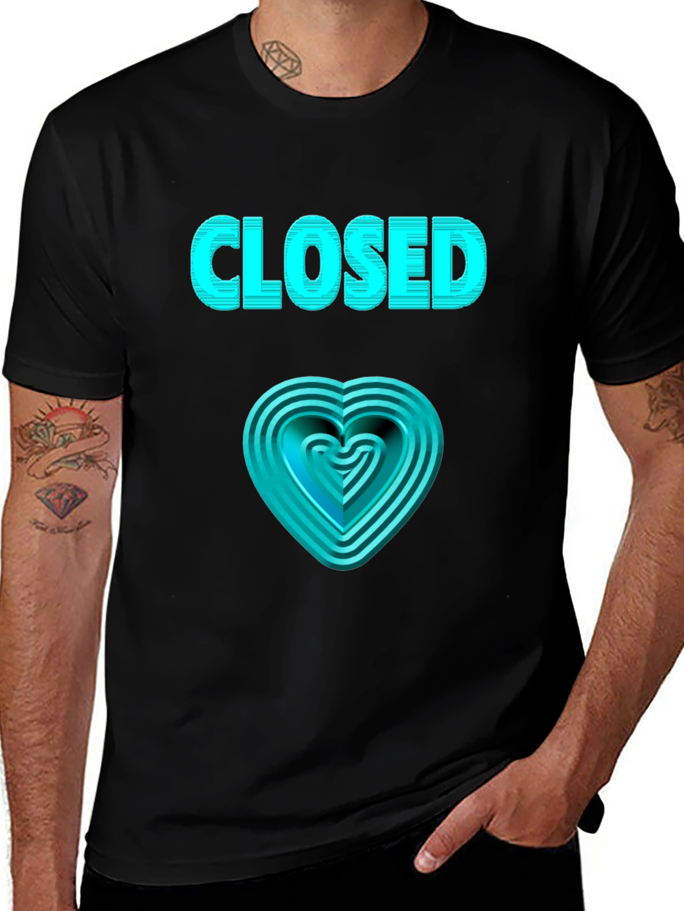 Closed Heart Graphic Tee - Unique Design