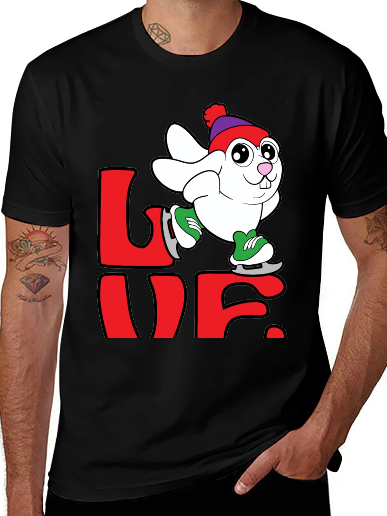 Love Bunny Ice Skating Graphic Tee