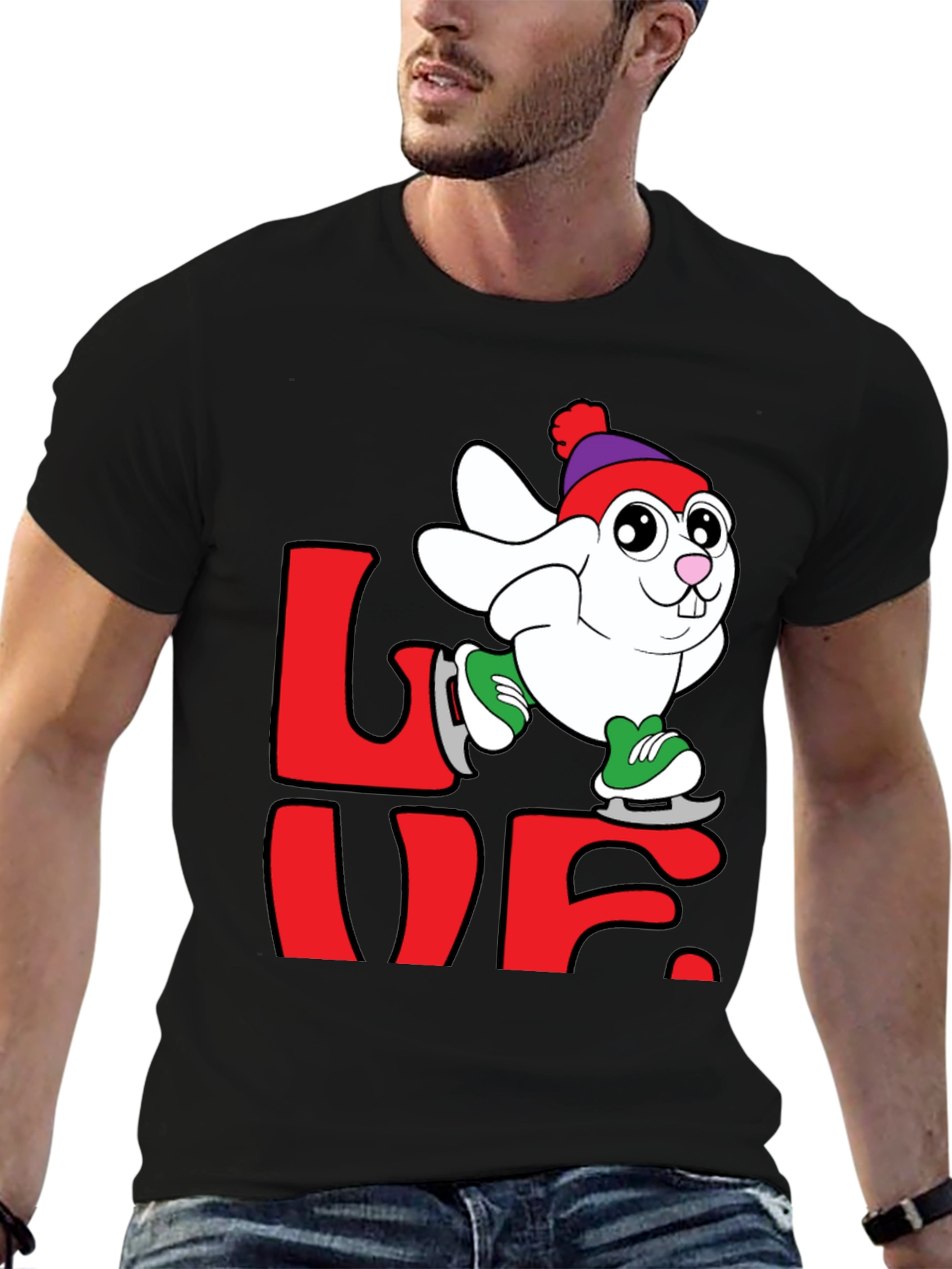 Love Bunny Ice Skating Graphic Tee