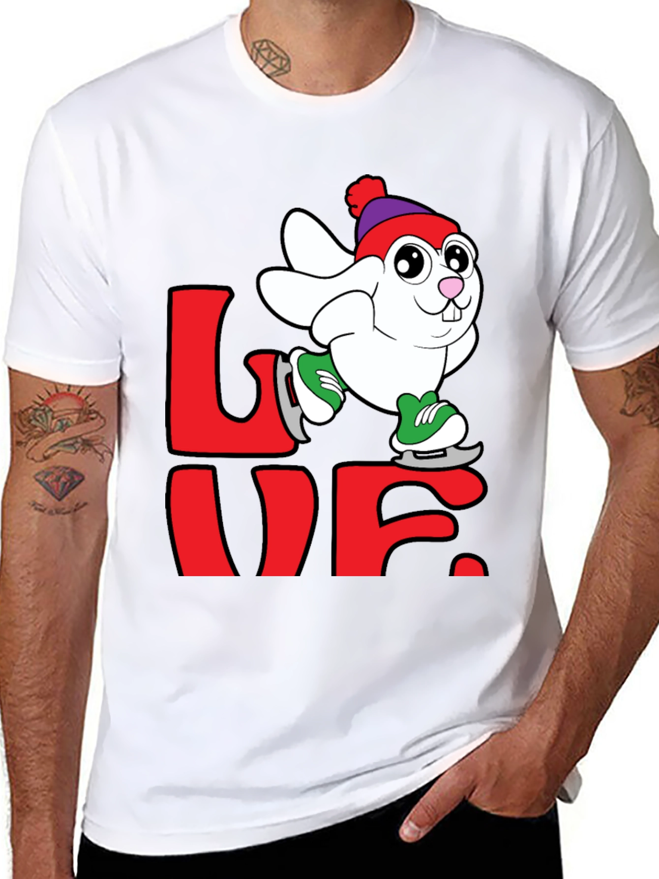 Love Bunny Ice Skating Graphic Tee