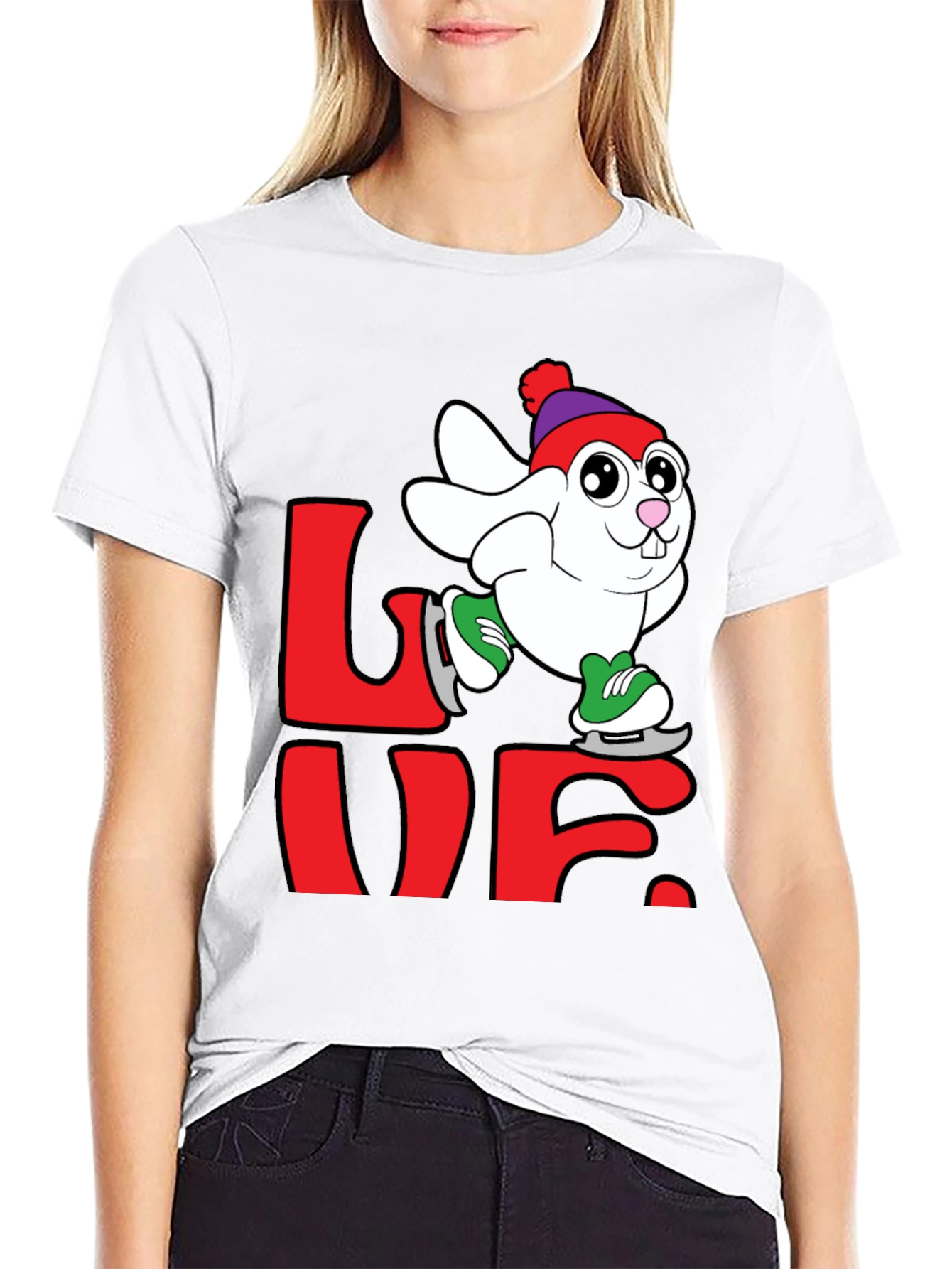 Love Bunny Ice Skating Graphic Tee