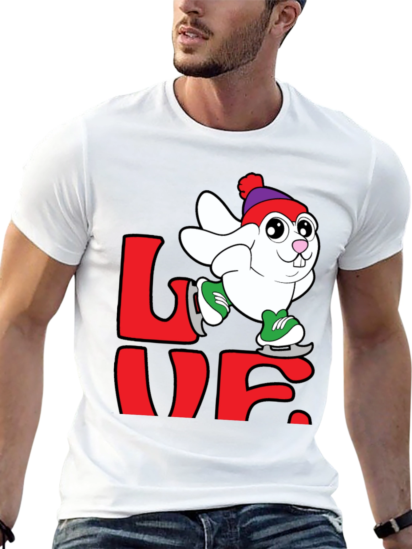 Love Bunny Ice Skating Graphic Tee