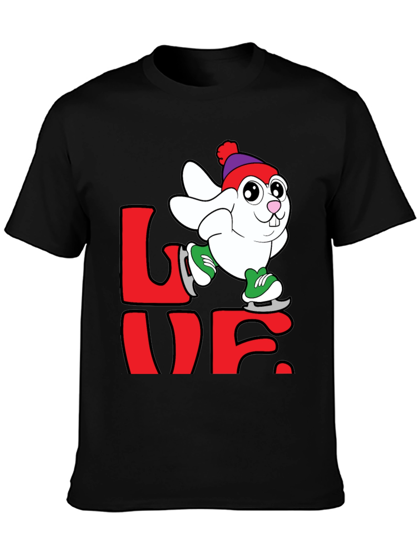 Love Bunny Ice Skating Graphic Tee