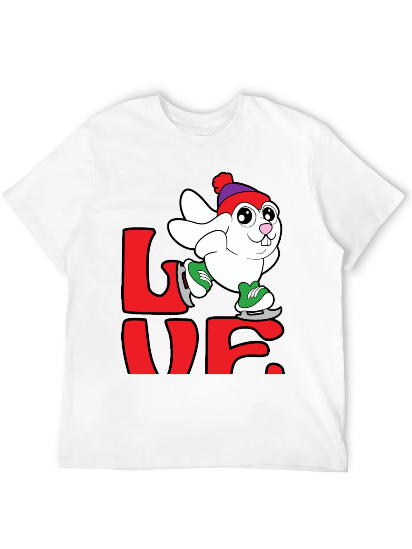 Love Bunny Ice Skating Graphic Tee