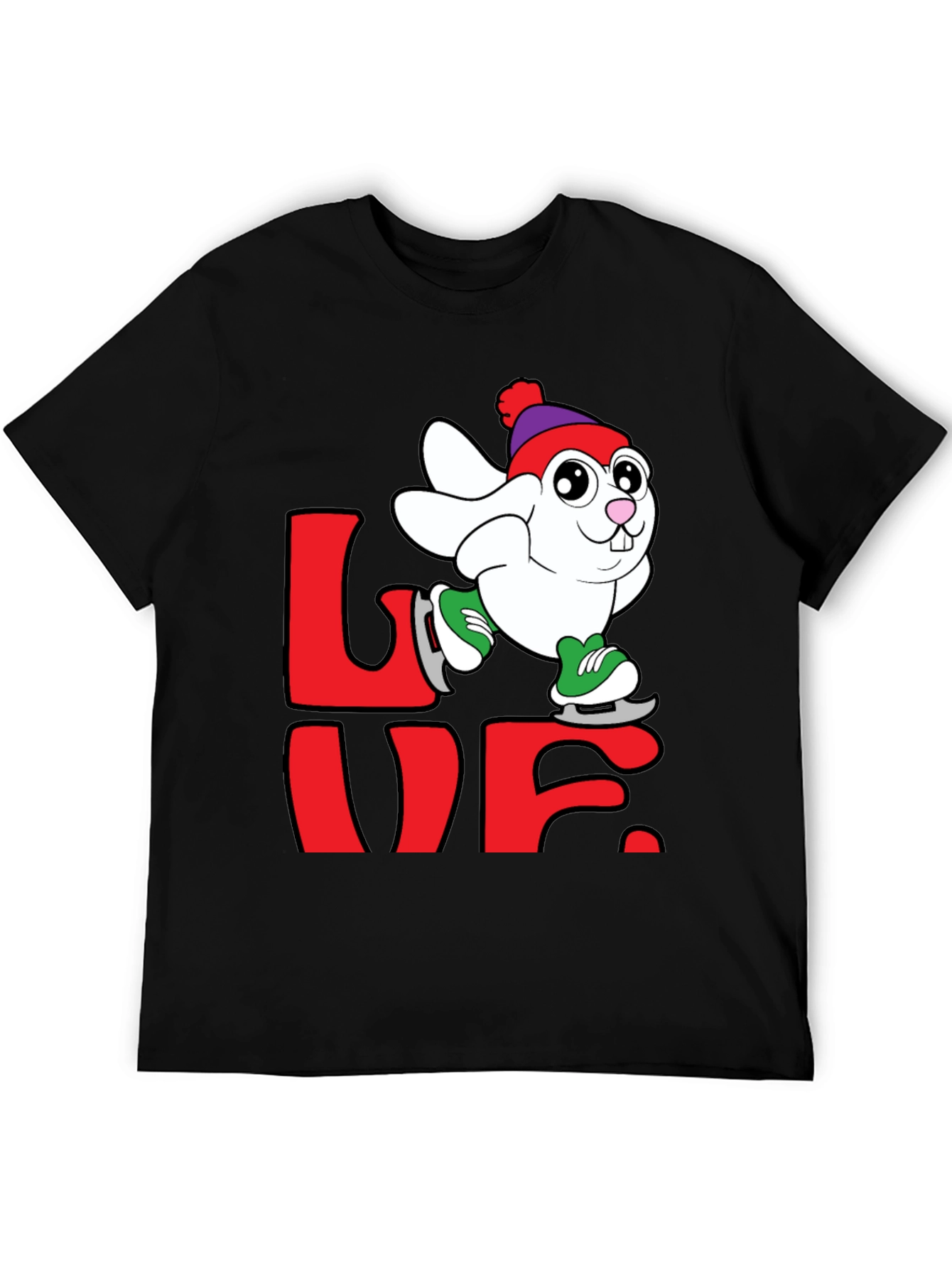 Love Bunny Ice Skating Graphic Tee