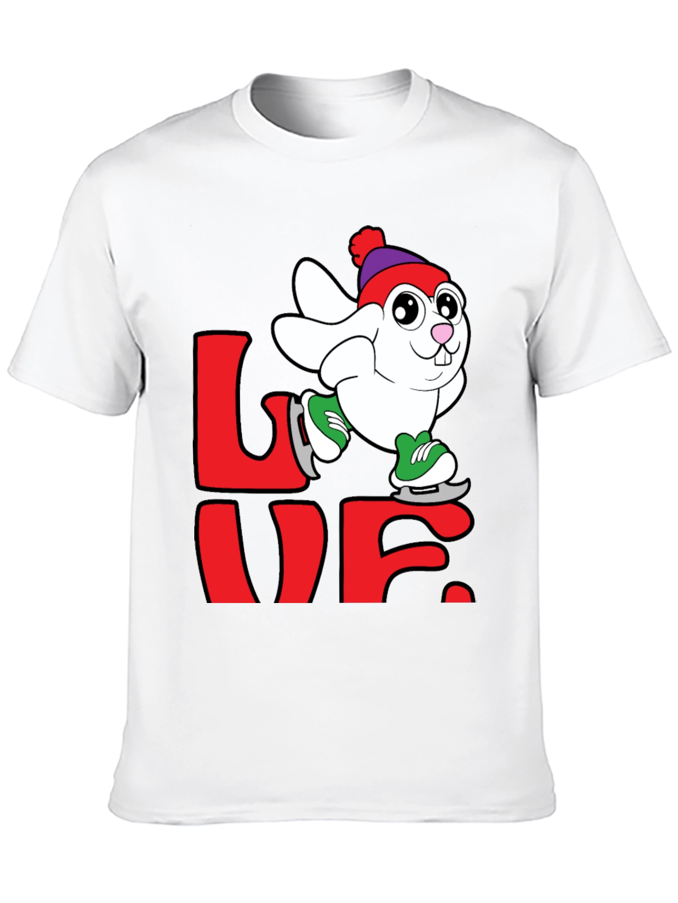 Love Bunny Ice Skating Graphic Tee