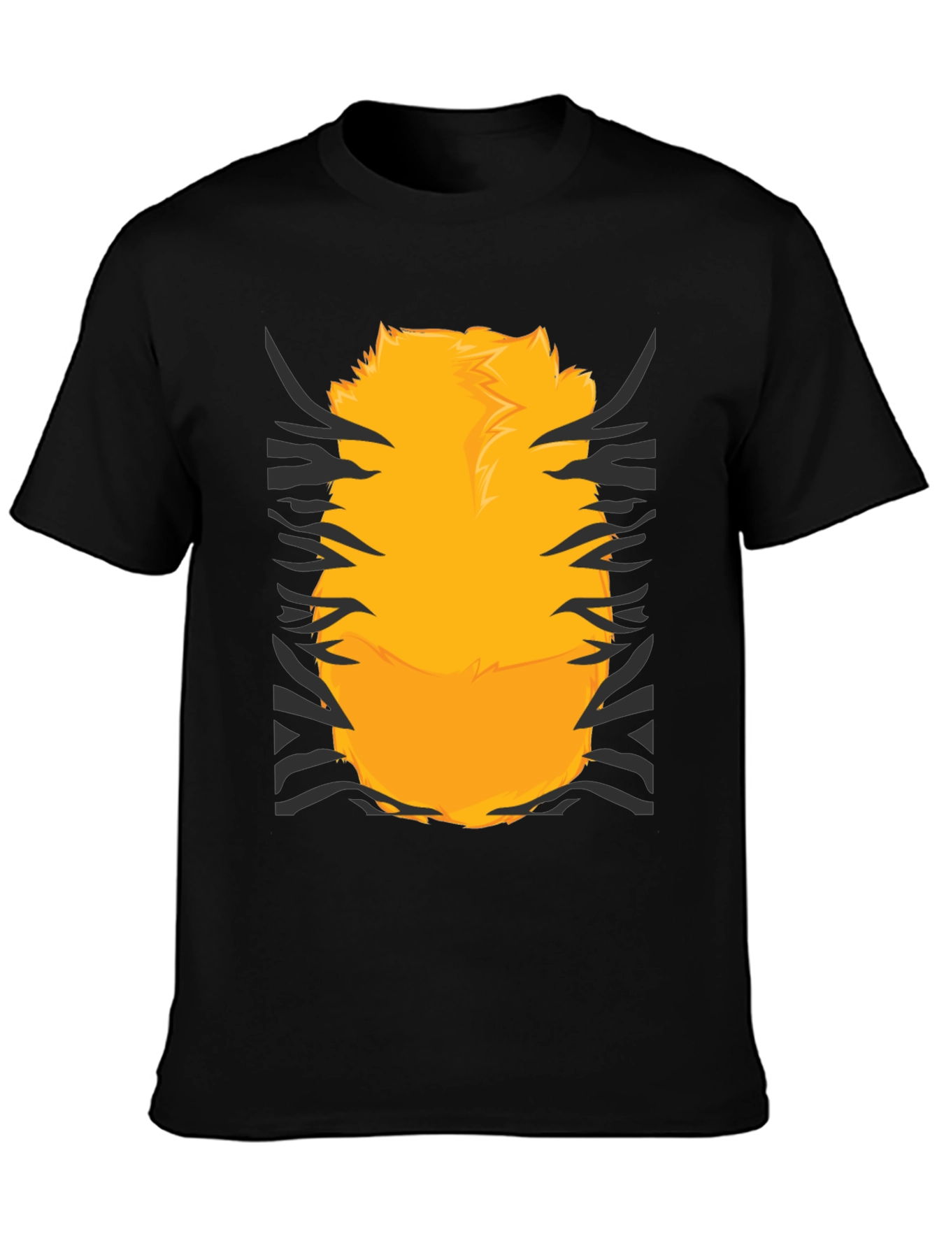 Funny Tiger Fur Graphic Print Black T-Shirt