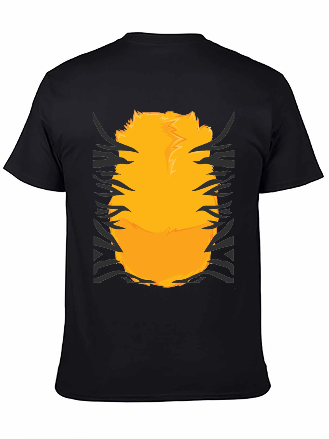 Funny Tiger Fur Graphic Print Black T-Shirt