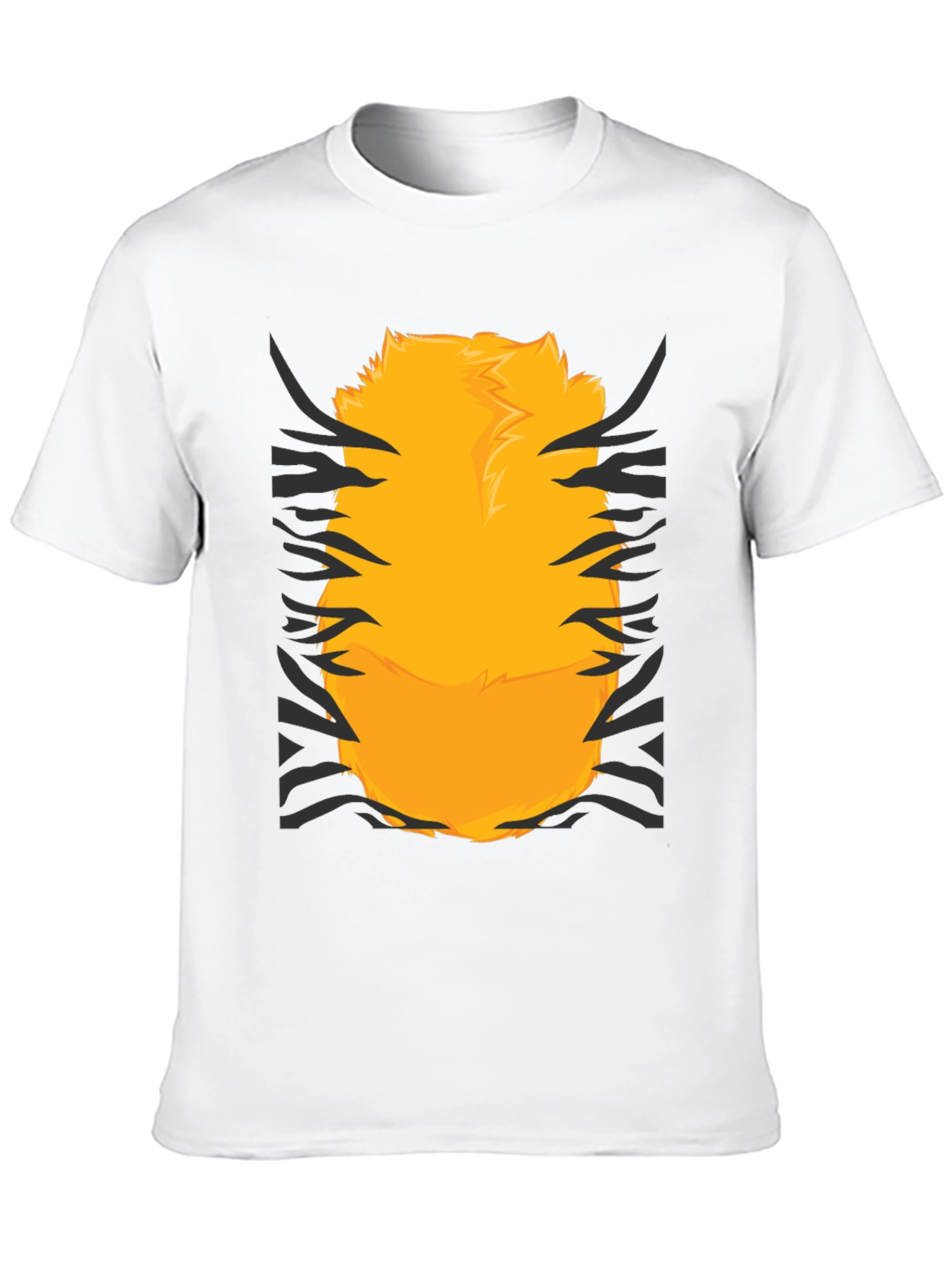 Funny Tiger Fur Graphic Print Black T-Shirt