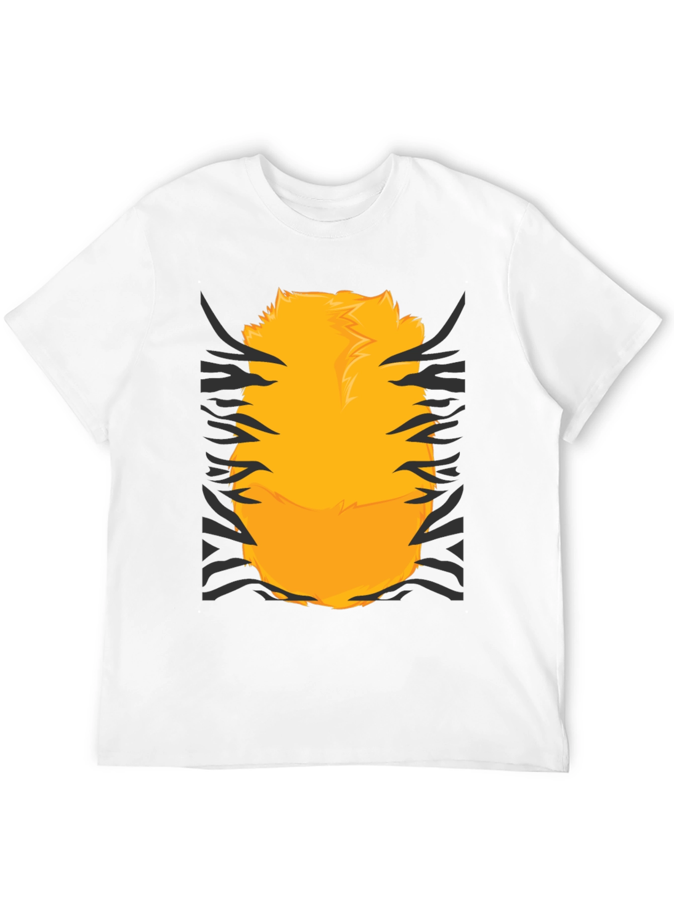 Funny Tiger Fur Graphic Print Black T-Shirt