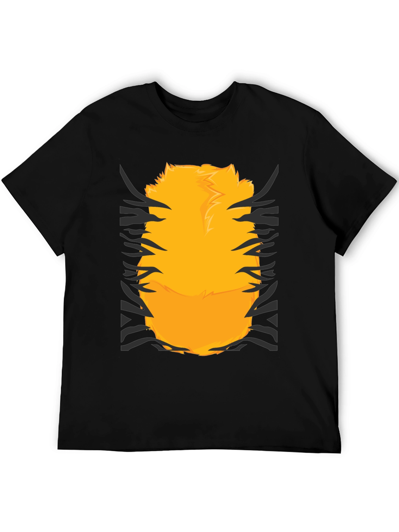 Funny Tiger Fur Graphic Print Black T-Shirt
