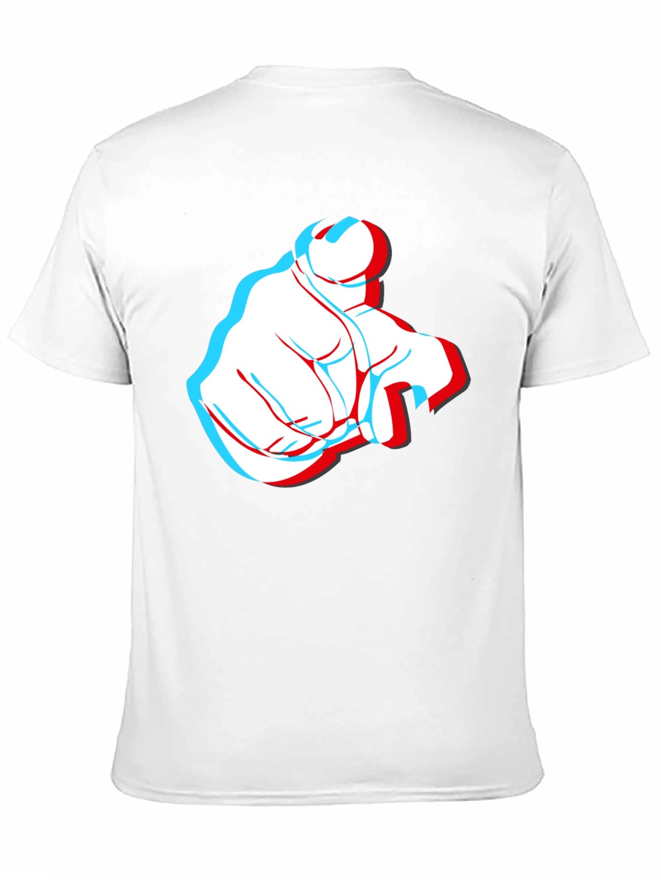 Pointing Finger 3D Effect Graphic Black T-Shirt