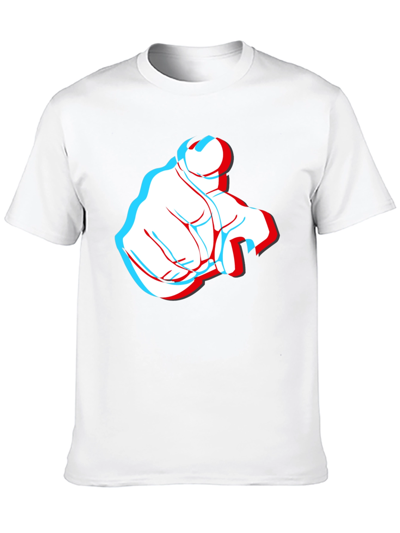 Pointing Finger 3D Effect Graphic Black T-Shirt