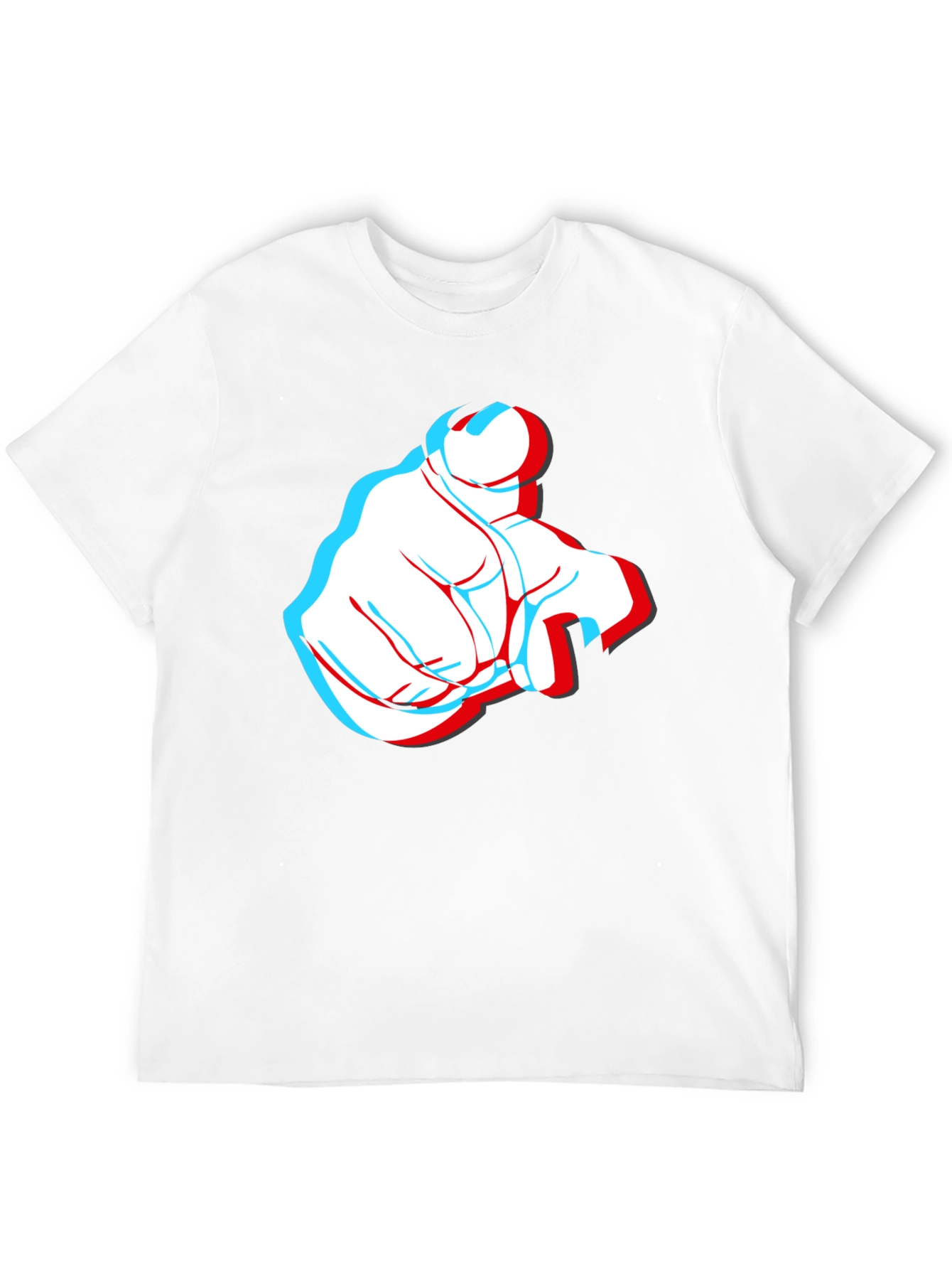 Pointing Finger 3D Effect Graphic Black T-Shirt