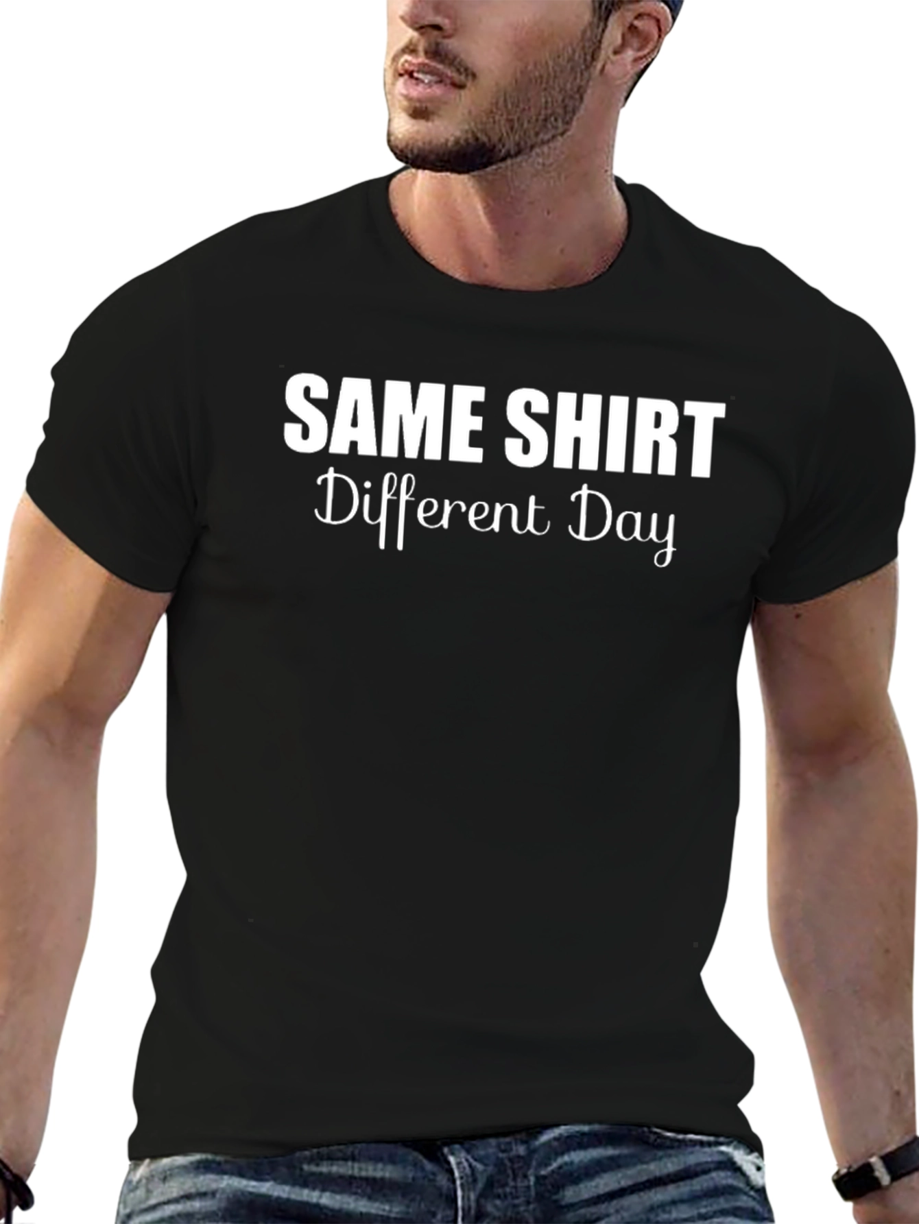 Same Shirt Different Day Graphic Tee - Black