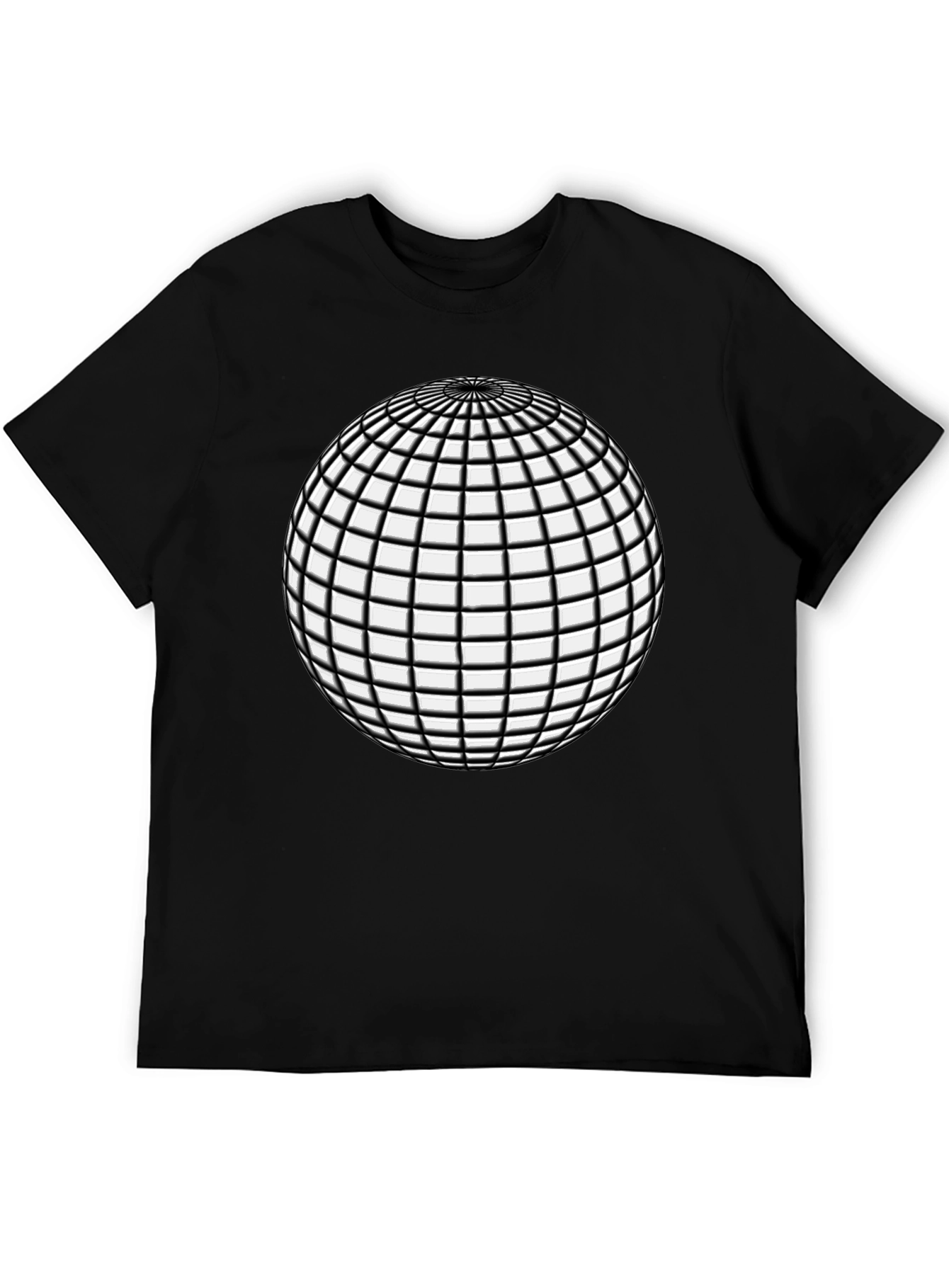 Optical Illusion Sphere Black Tee - Mens Graphic T-Shirt