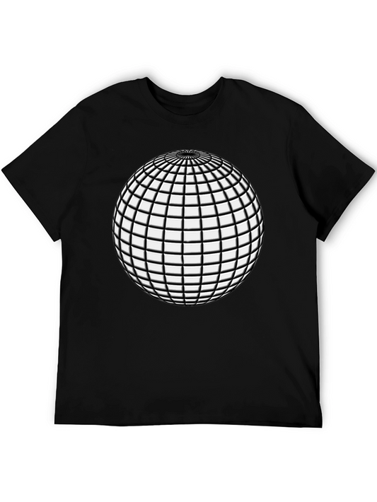 Optical Illusion Sphere Black Tee - Mens Graphic T-Shirt