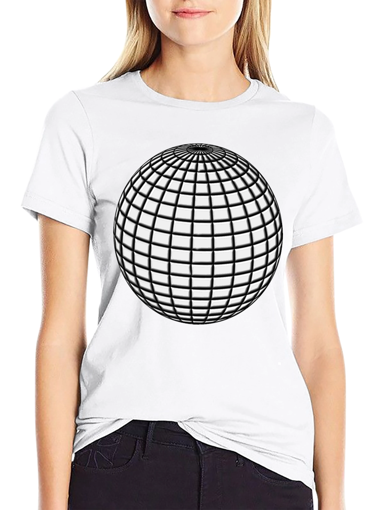 Optical Illusion Sphere Black Tee - Mens Graphic T-Shirt