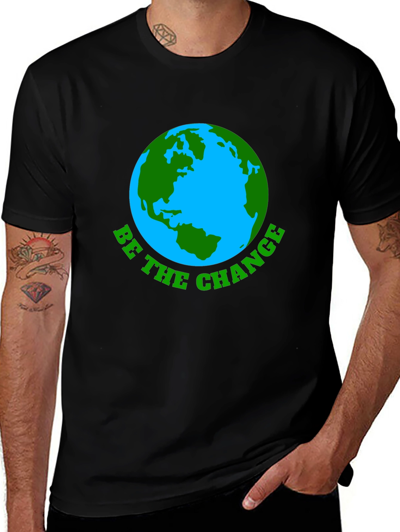 Eco-Friendly Earth Graphic Black T-Shirt