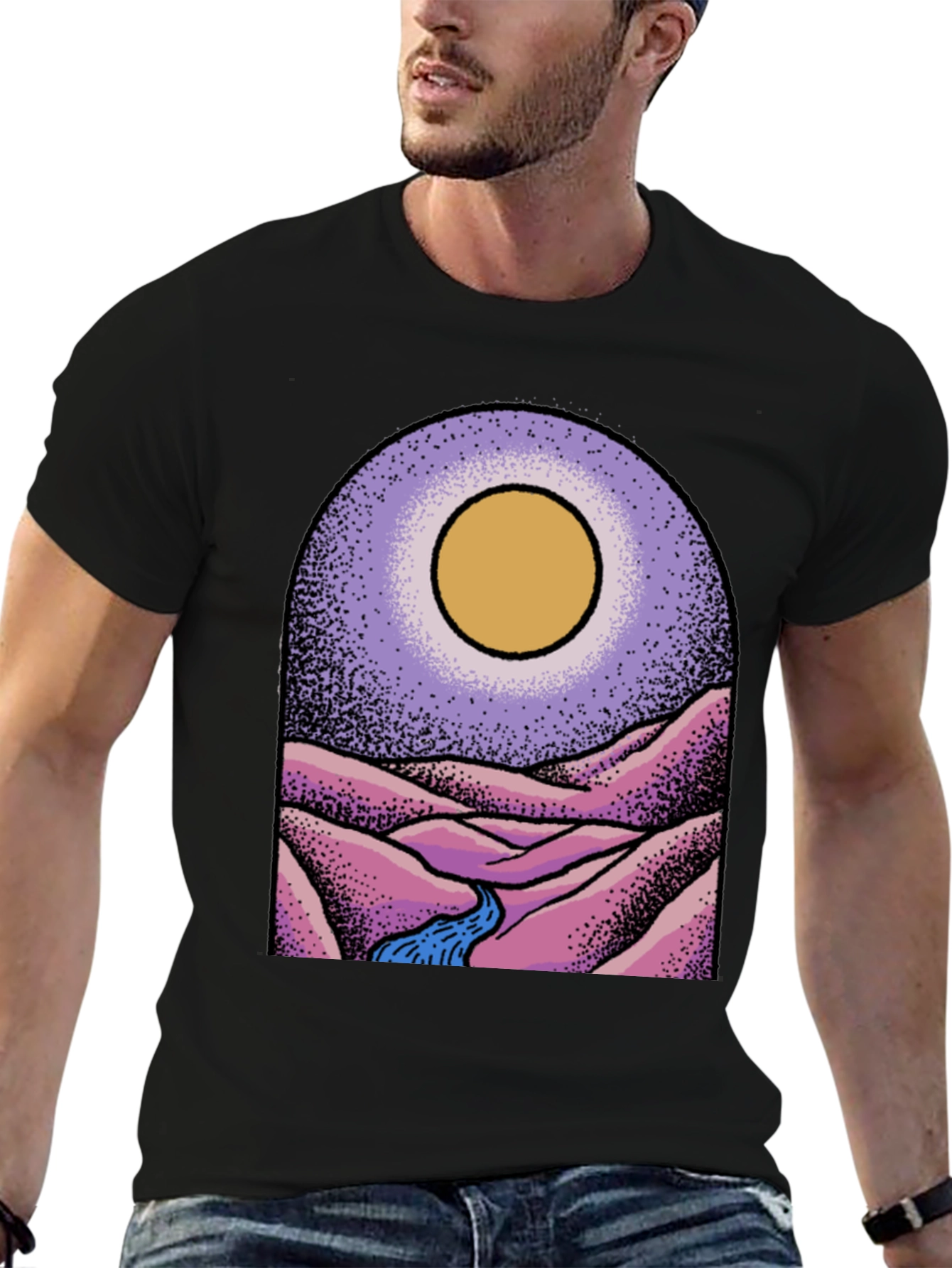 Stylish Black Graphic Tee - Desert Vista Design