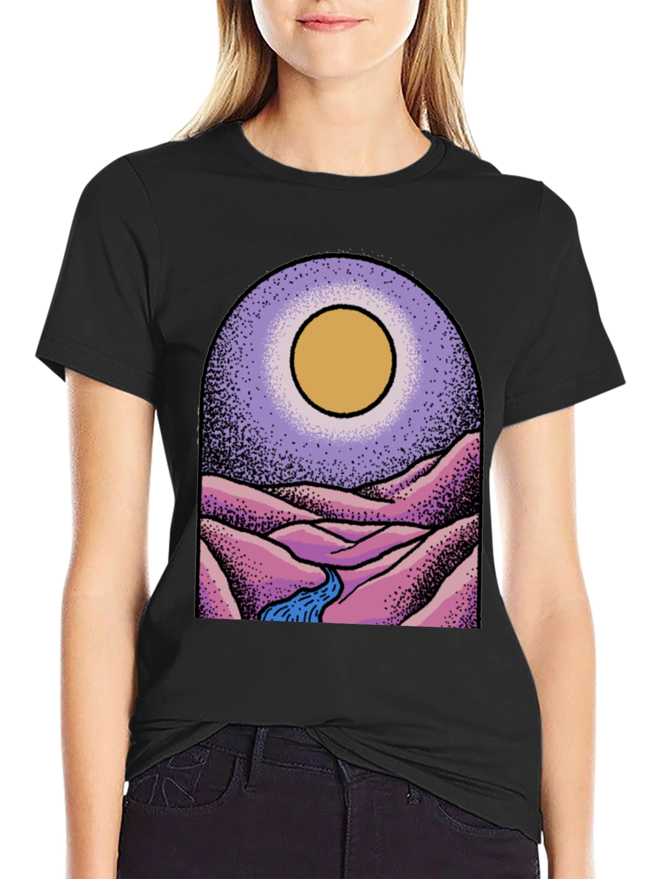 Stylish Black Graphic Tee - Desert Vista Design