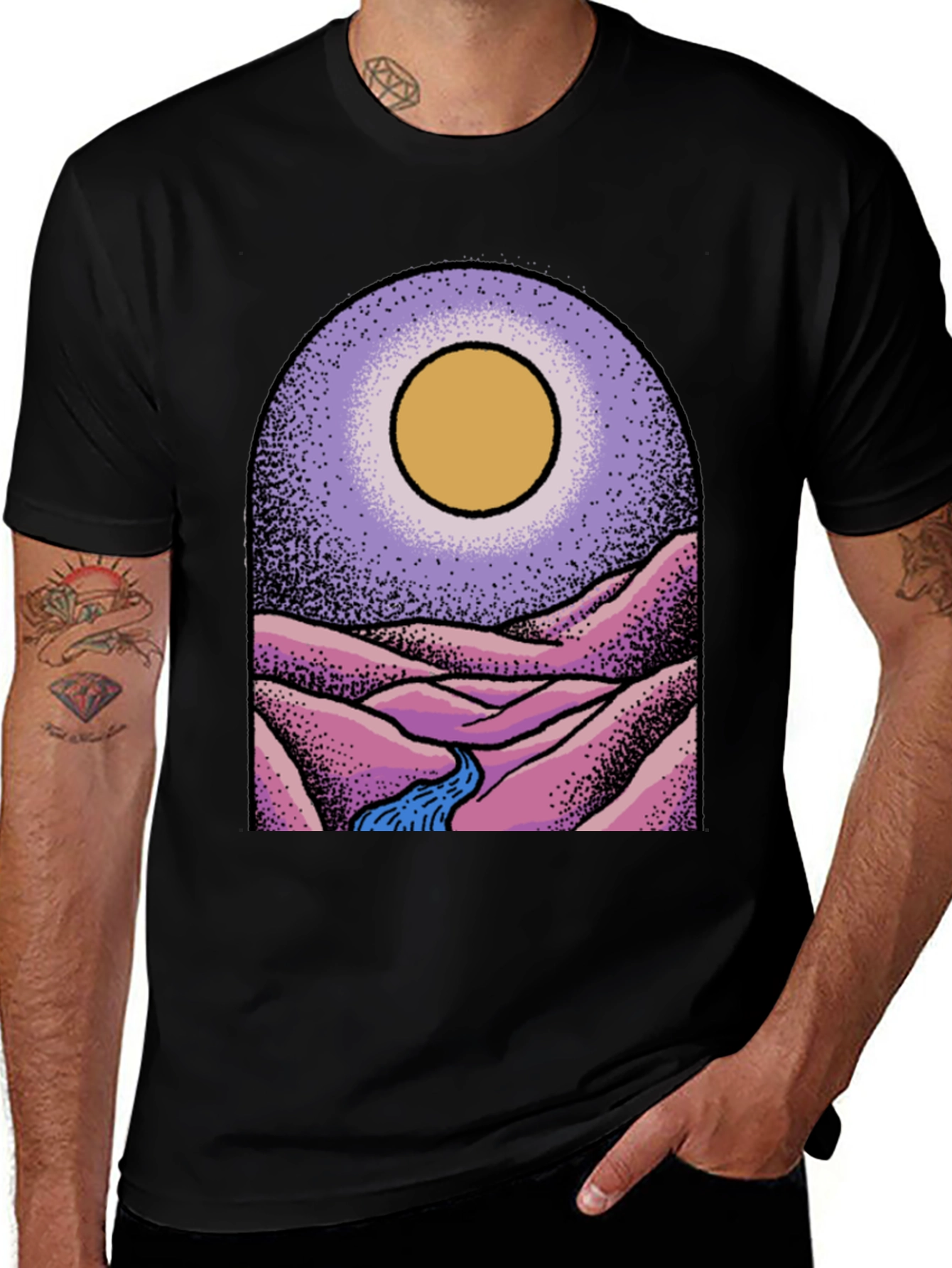 Stylish Black Graphic Tee - Desert Vista Design