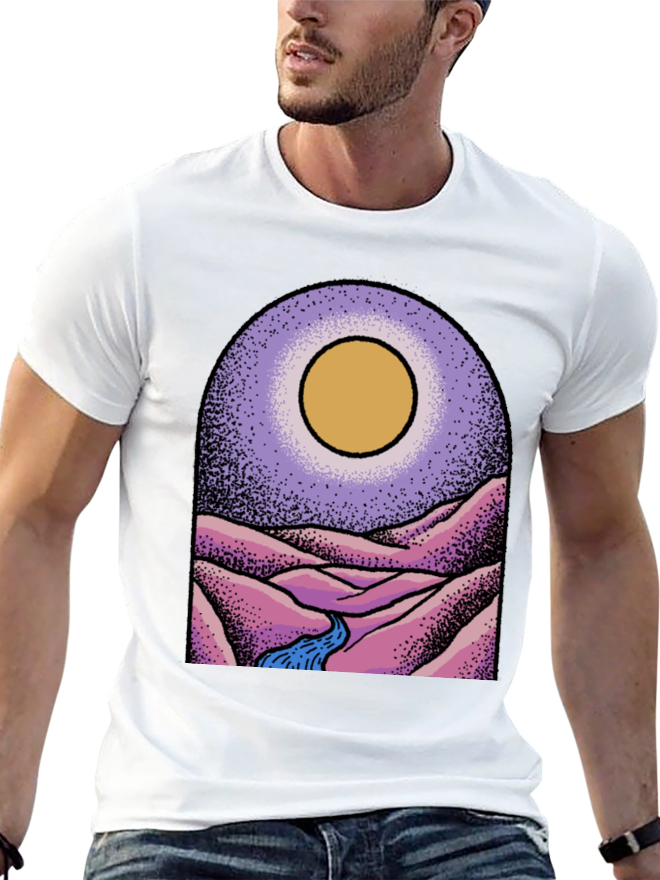 Stylish Black Graphic Tee - Desert Vista Design