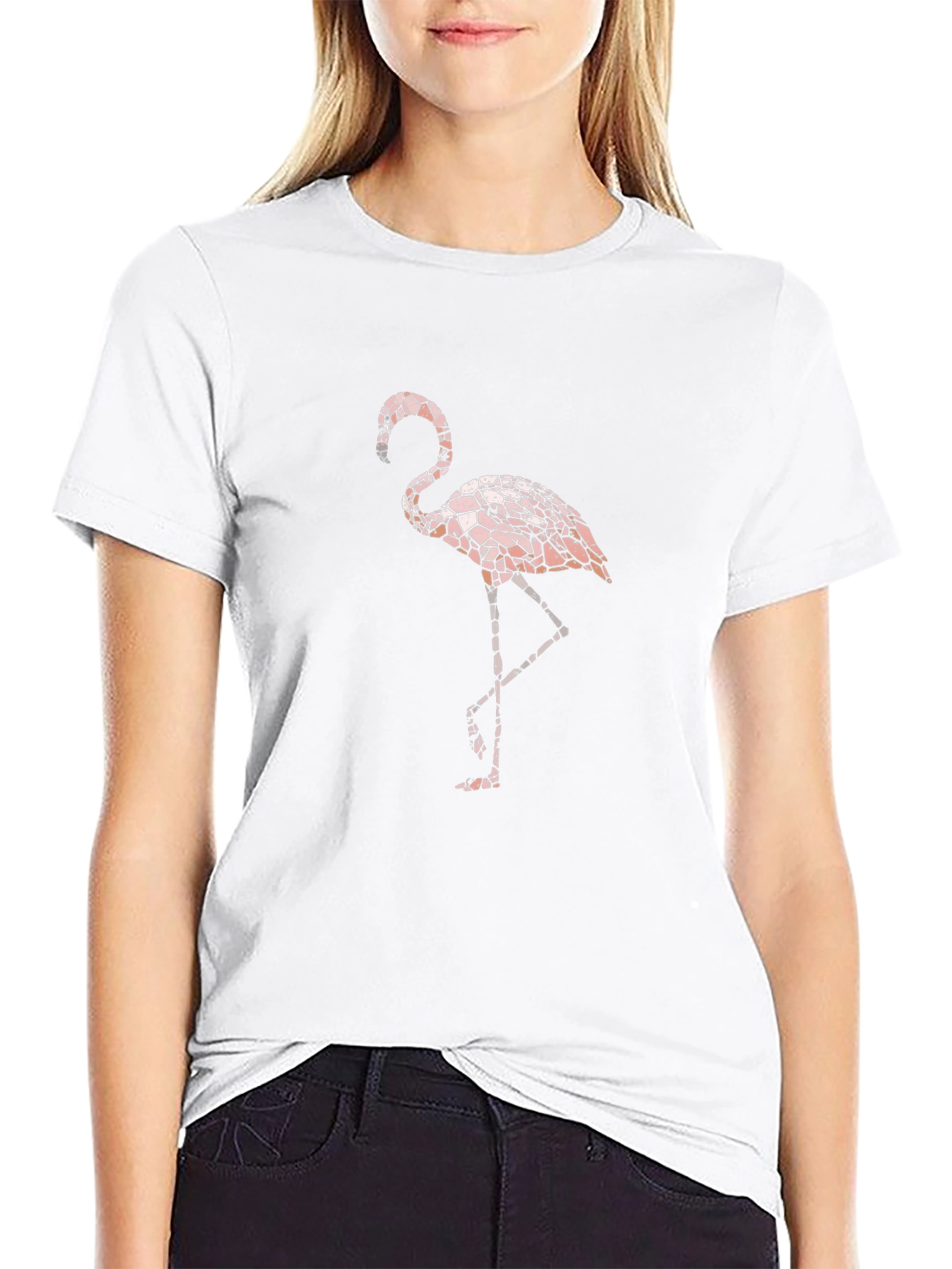 Flamingo Graphic Print Black T-Shirt