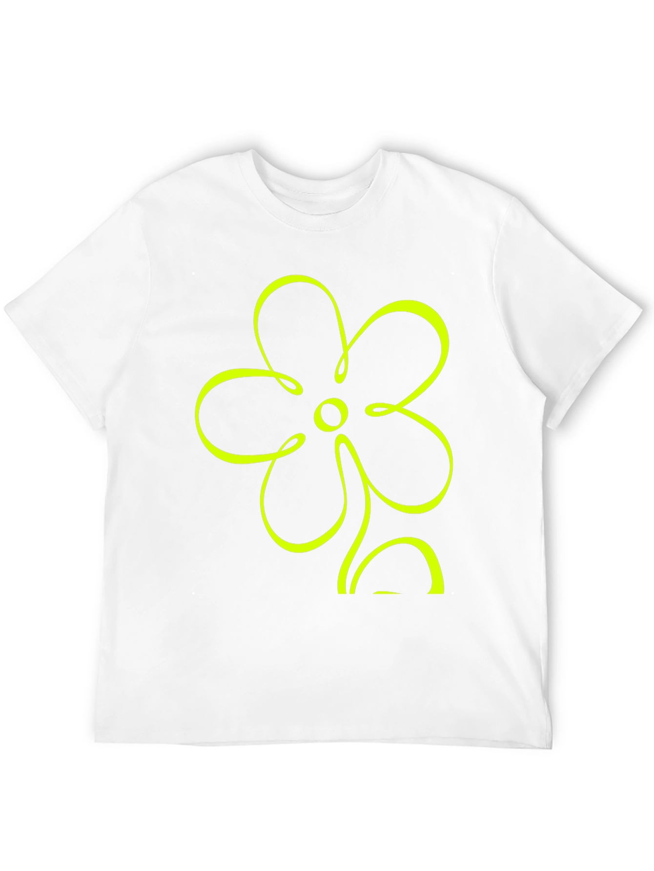 Black T-Shirt with Neon Flower Graphic