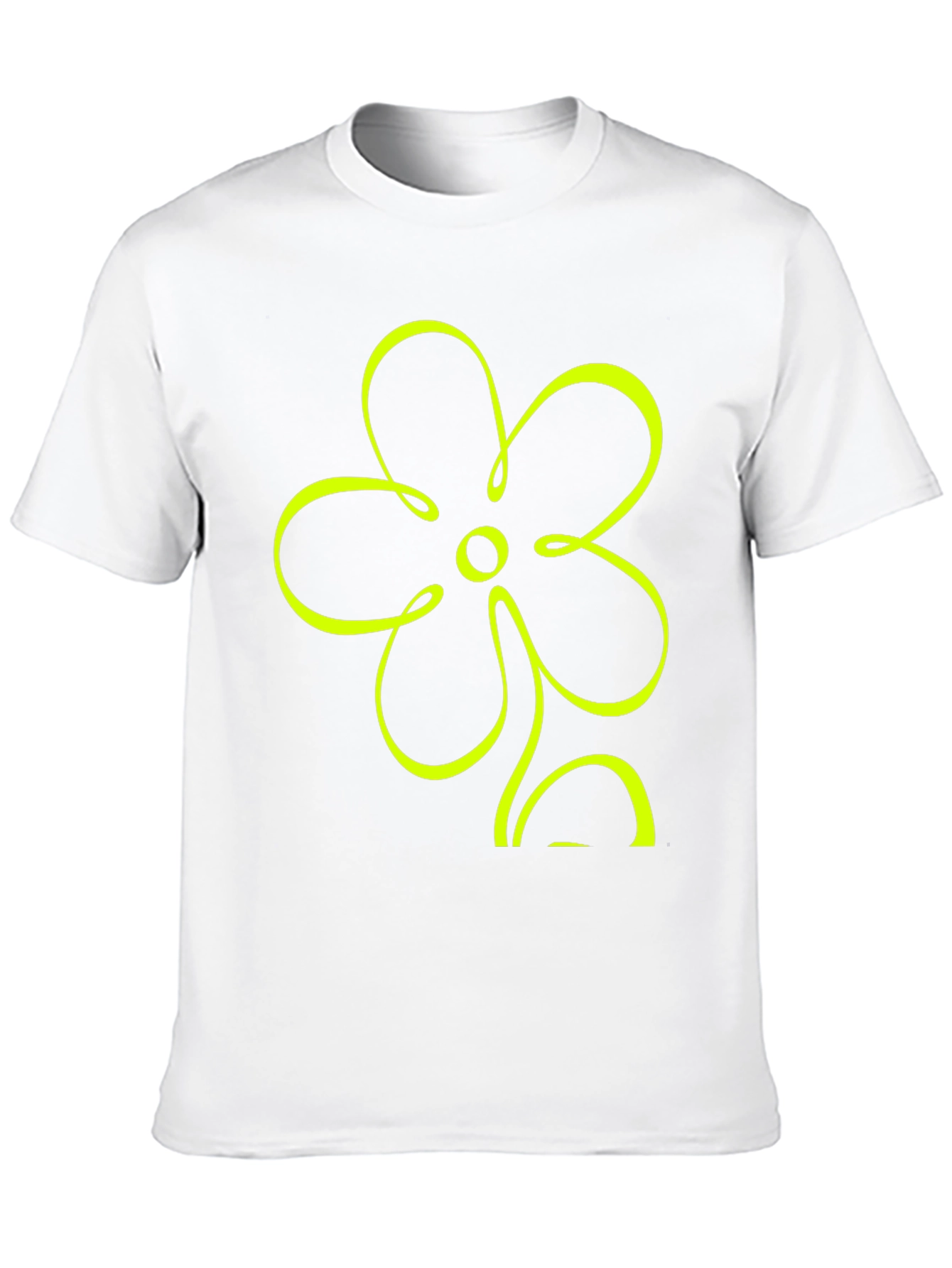 Black T-Shirt with Neon Flower Graphic
